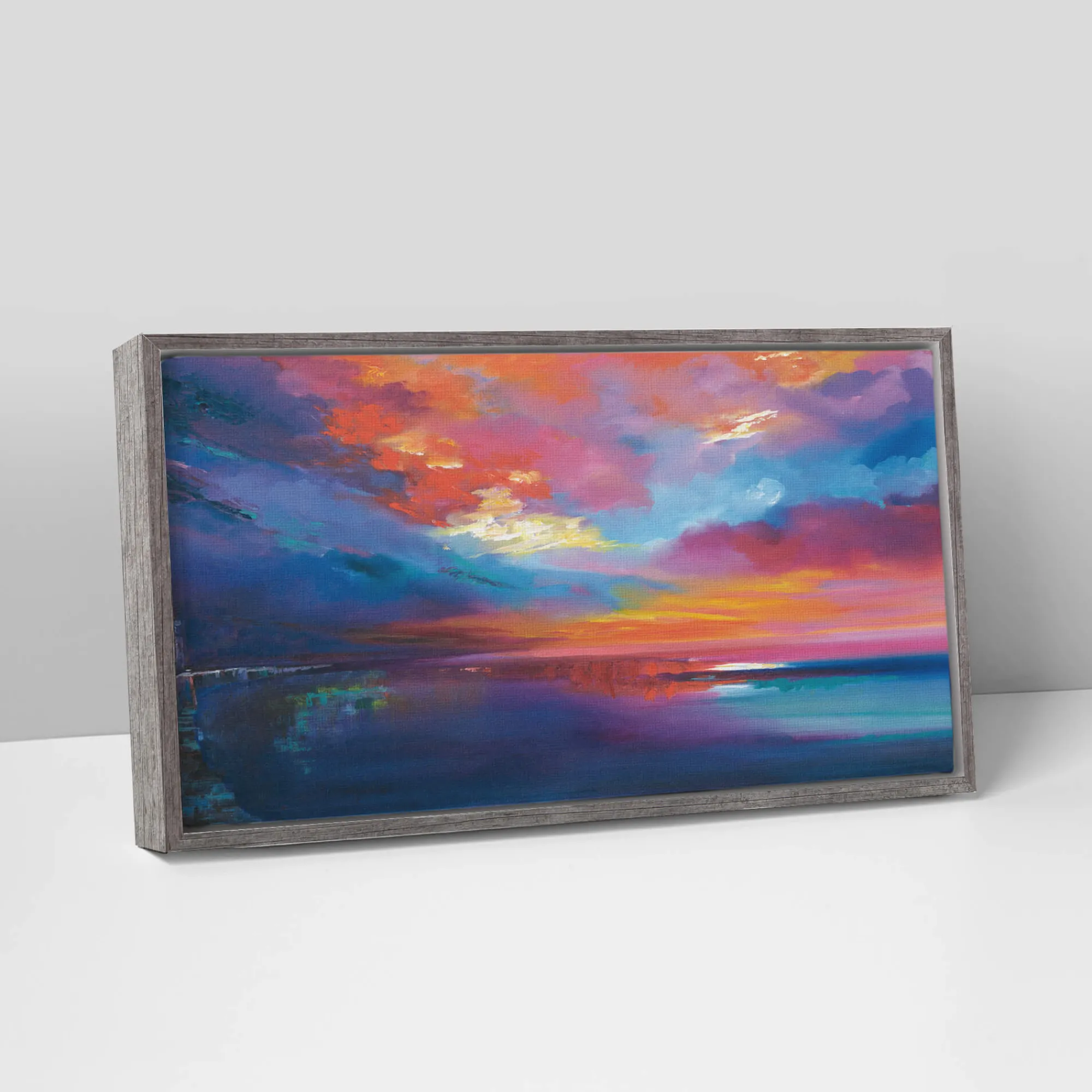 Cornwall|Coastal Scenes*Whistlefish Porthleven Sunset Large Framed Canvas