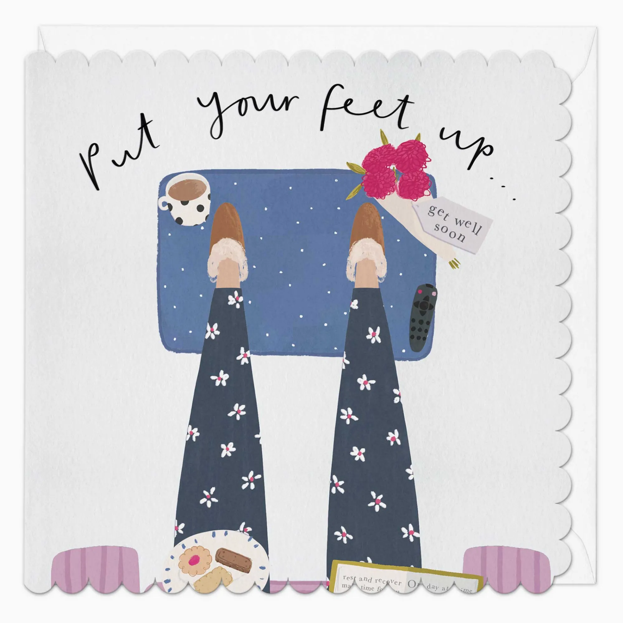 Get Well Soon*Whistlefish Put Your Feet Up Scalloped Card
