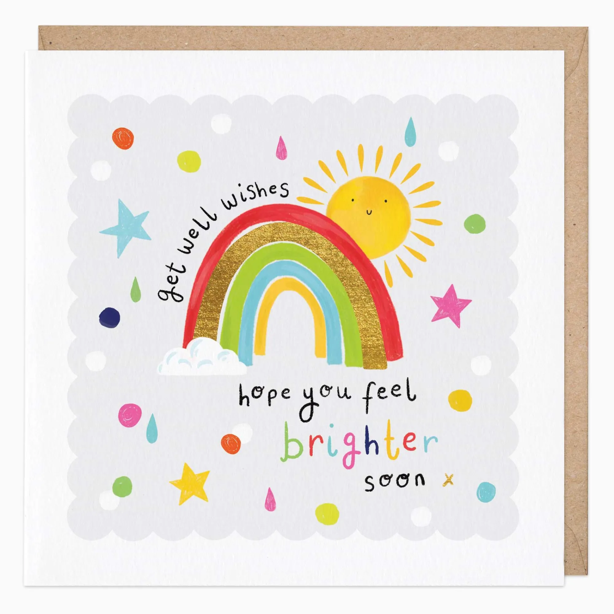 Get Well Soon*Whistlefish Rainbow Sun Get Well Wishes Card