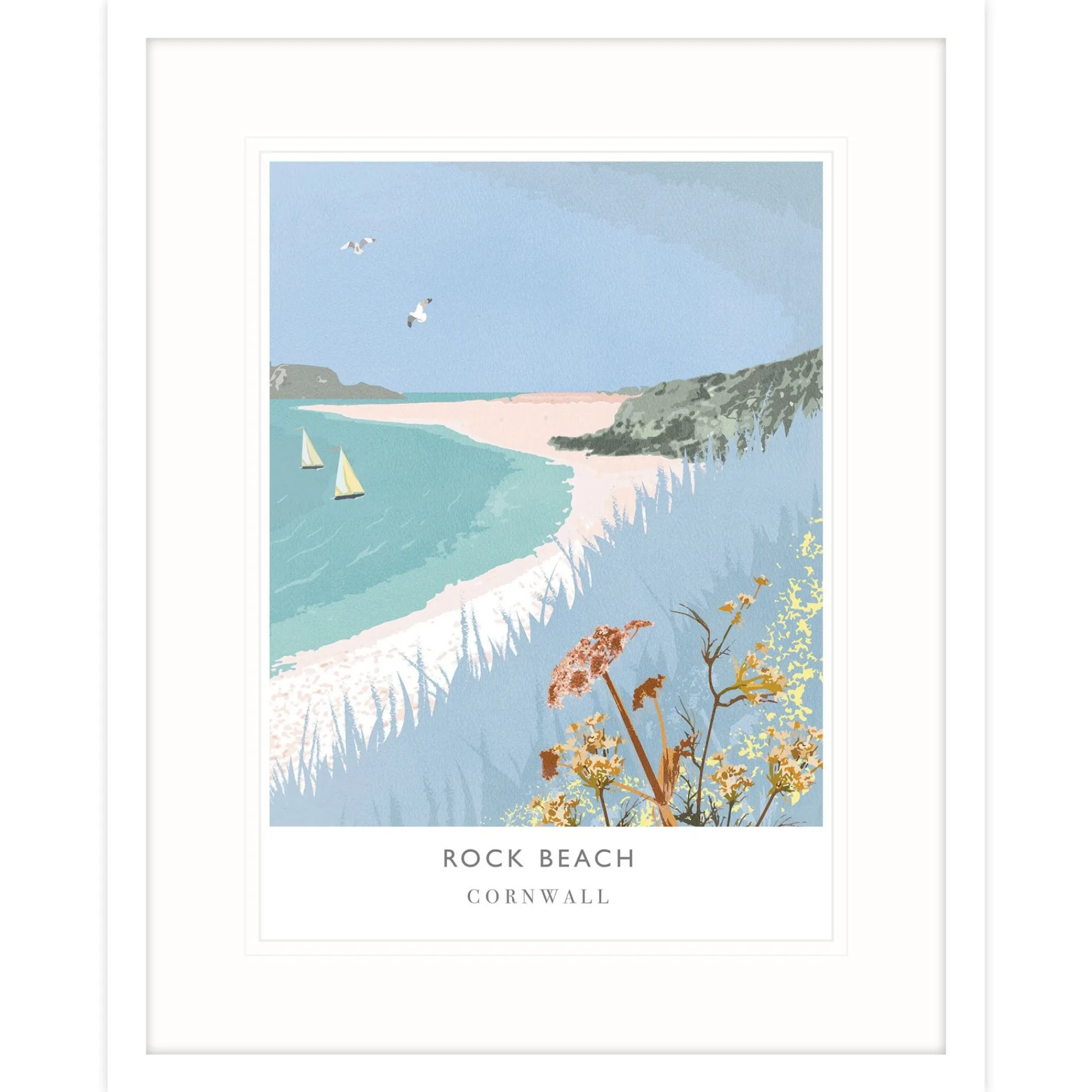 Cornwall|Travel*Whistlefish Rock Beach Large Framed Print