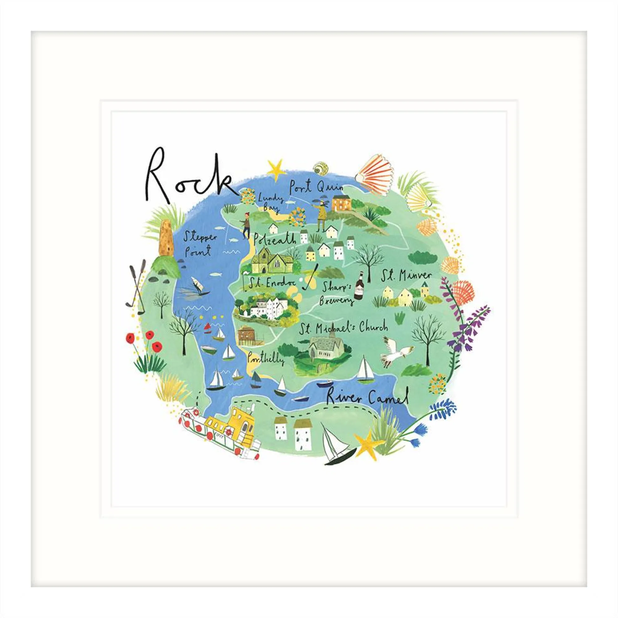 Cornwall|Framed Prints*Whistlefish Rock Map Framed Print