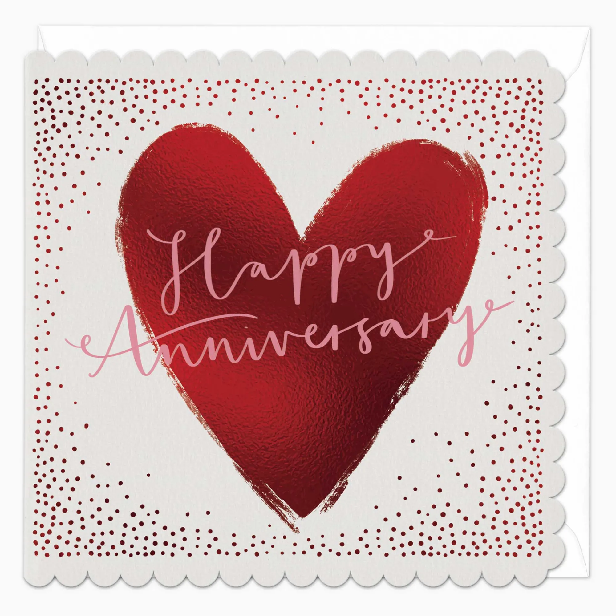Anniversary*Whistlefish Romantic Red Anniversary Scalloped Card
