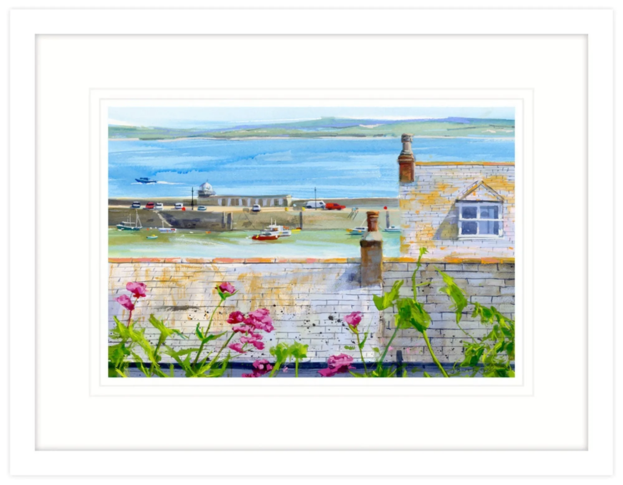 St Ives|Cornwall*Whistlefish Rooftops & Harbour Med Framed Print