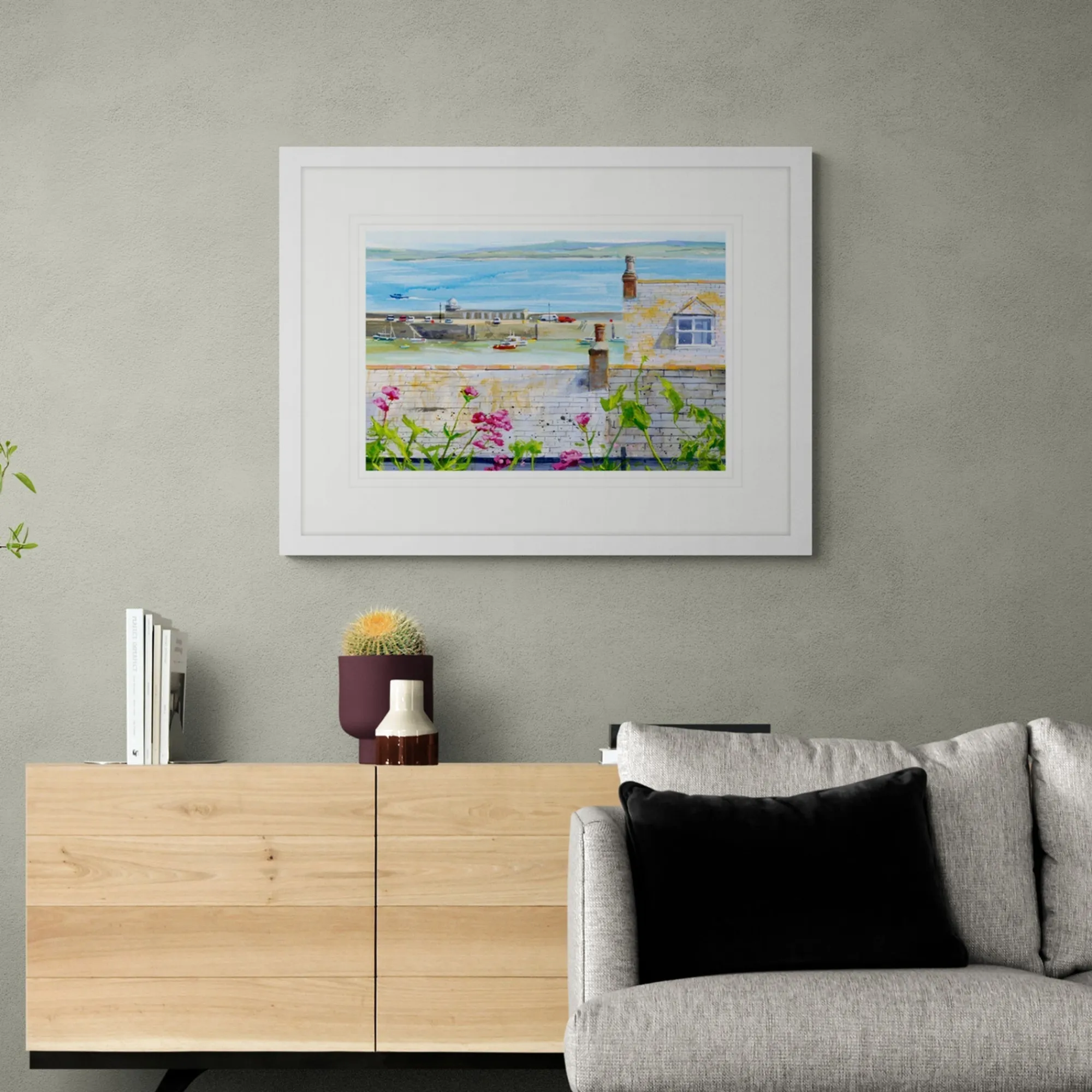 St Ives|Cornwall*Whistlefish Rooftops & Harbour Med Framed Print