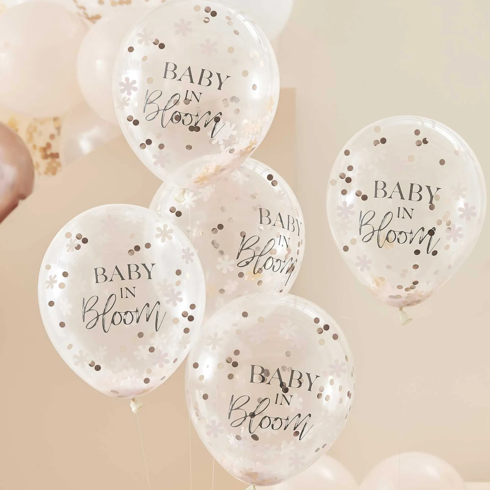 Balloons|Baby Shower*Whistlefish Rose Gold Baby Shower Confetti Balloons