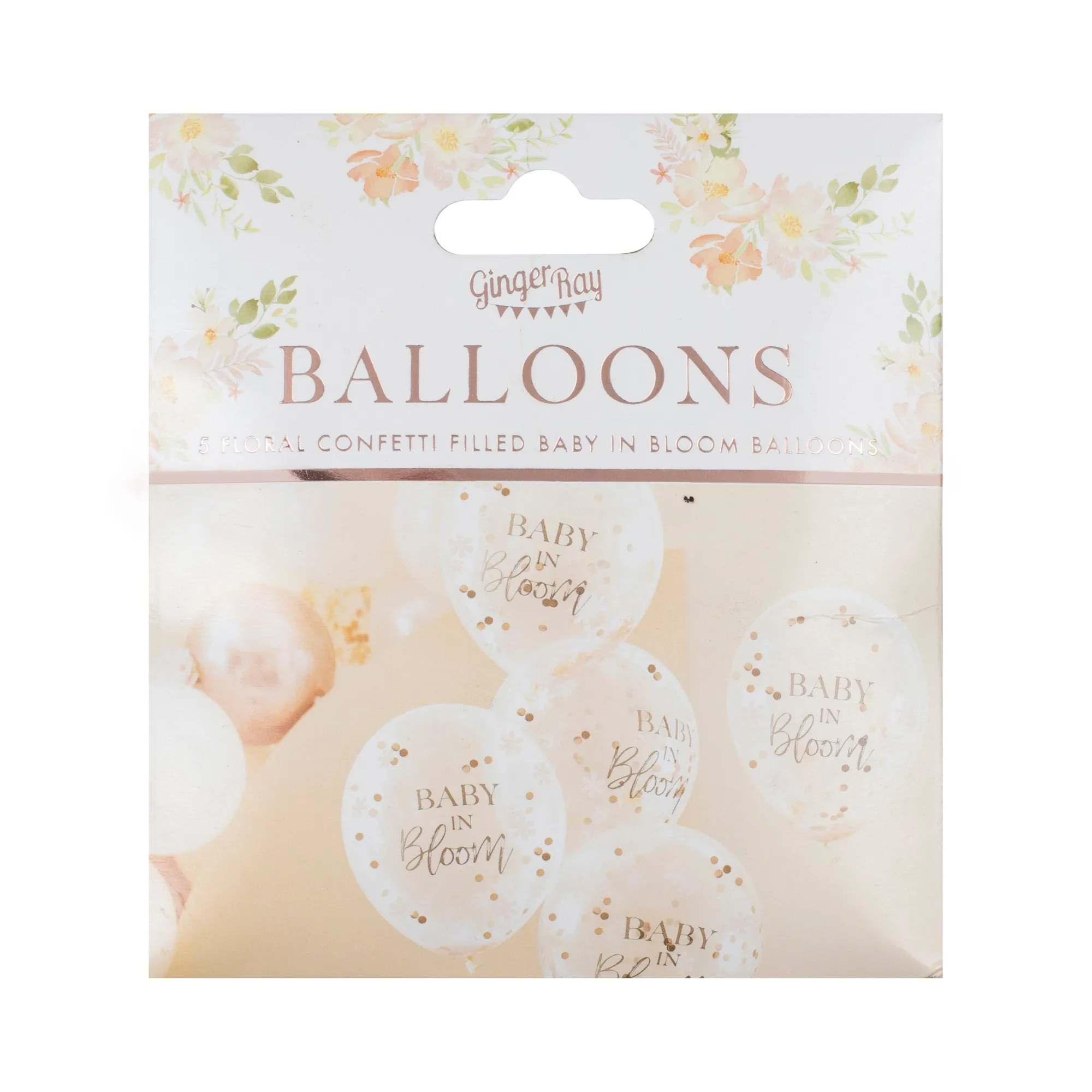 Balloons|Baby Shower*Whistlefish Rose Gold Baby Shower Confetti Balloons