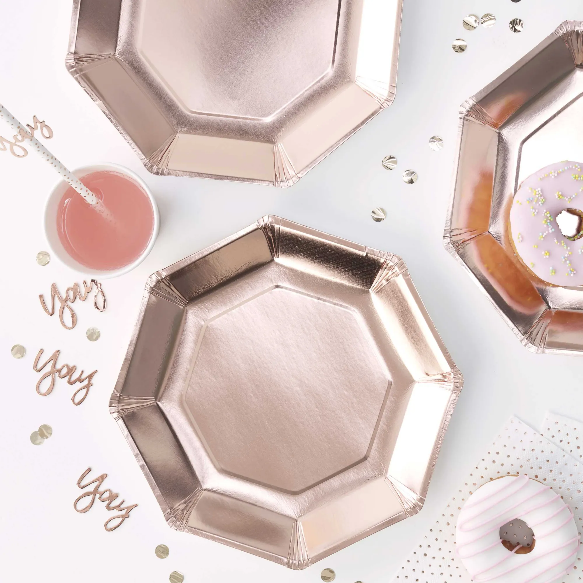 Paper Plates|Birthday*Whistlefish Rose Gold Paper Plates