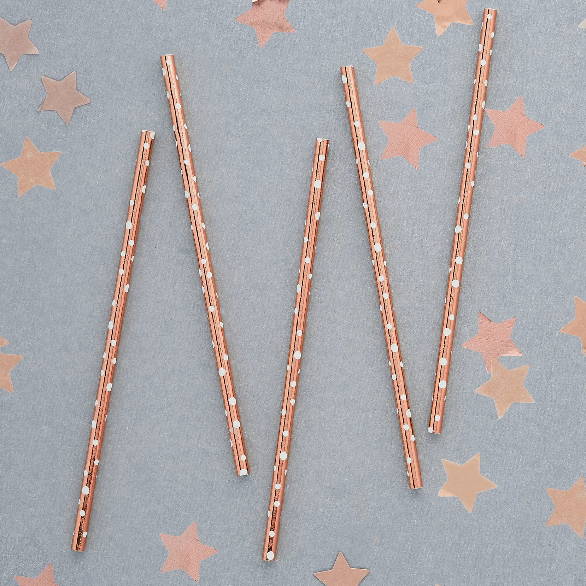 Birthday|For Her*Whistlefish Rose Gold Spotted Straws x 6