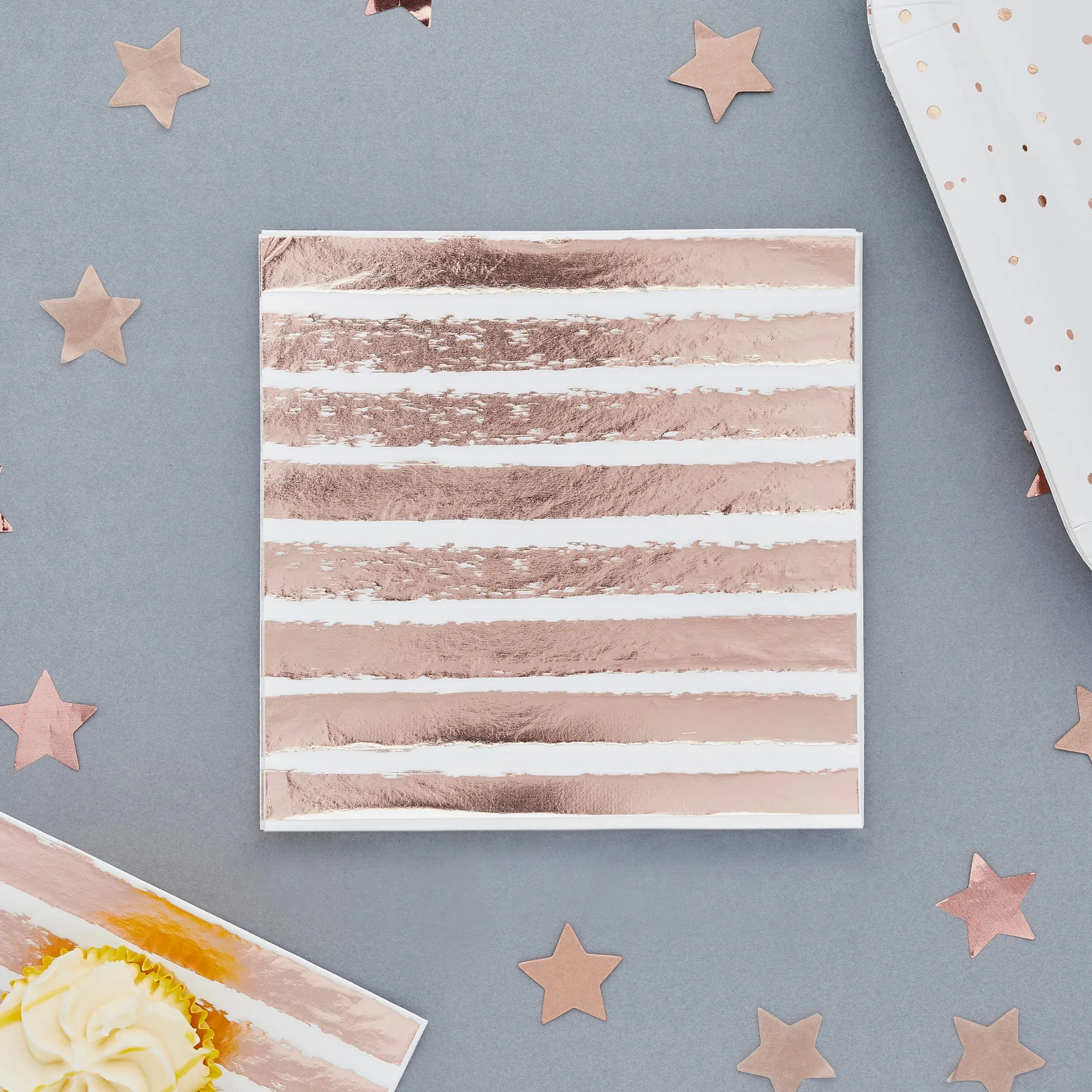 Napkins|Birthday*Whistlefish Rose Gold Striped Napkins