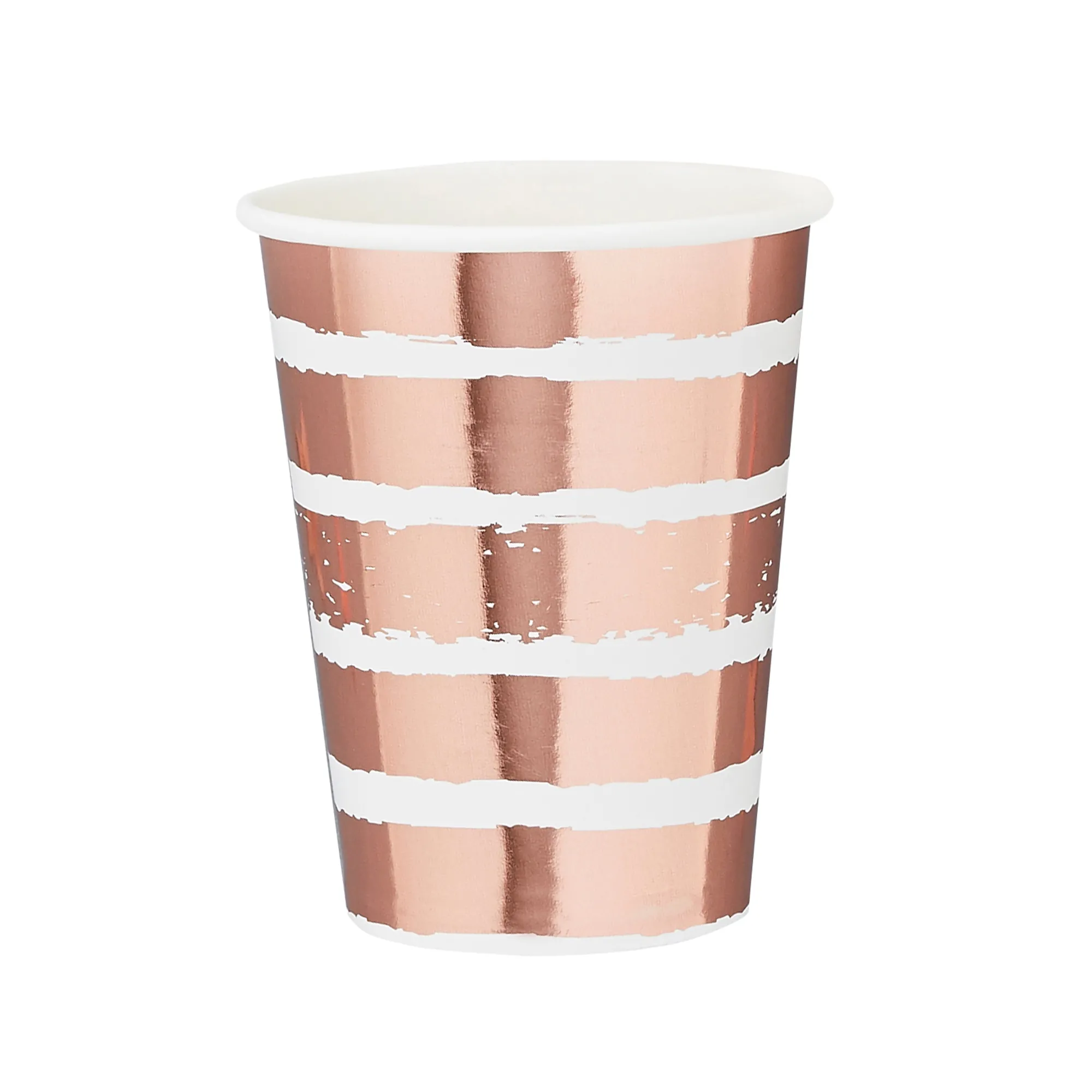 Paper Cups|Birthday*Whistlefish Rose Gold Striped Paper Cups 8pk
