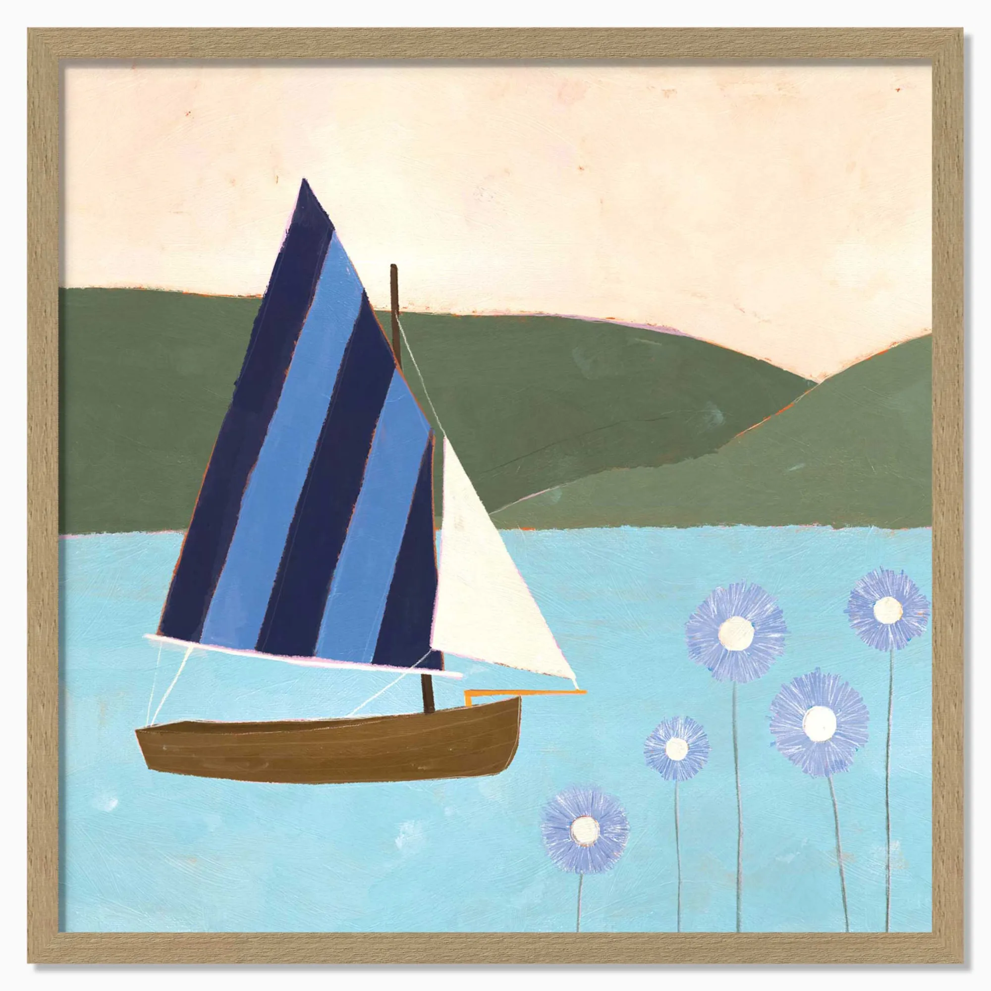 Coastal Scenes|Featured Artwork*Whistlefish Sailing by the Daisies Framed Print