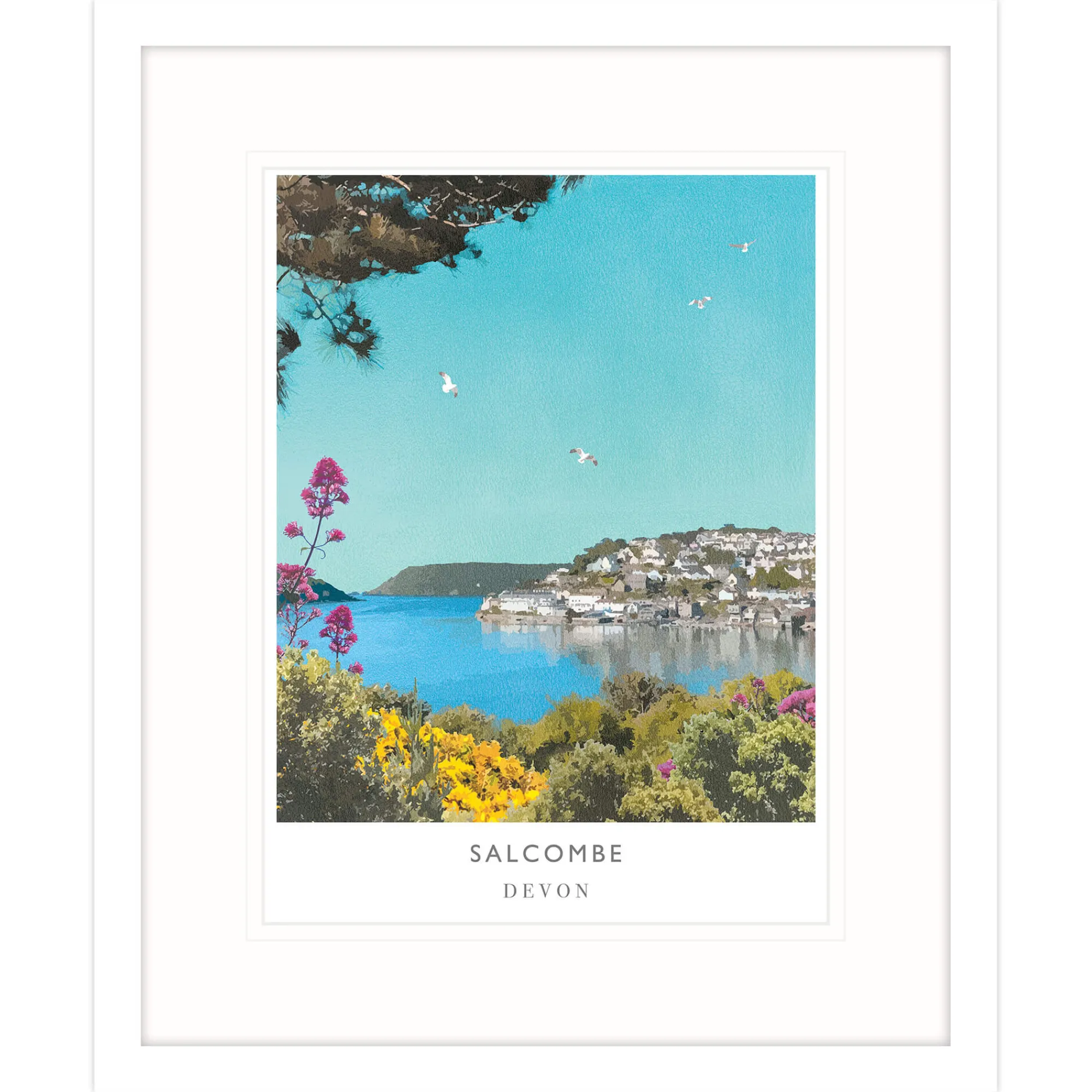 Salcombe|Devon*Whistlefish Salcombe Devon River Framed Print