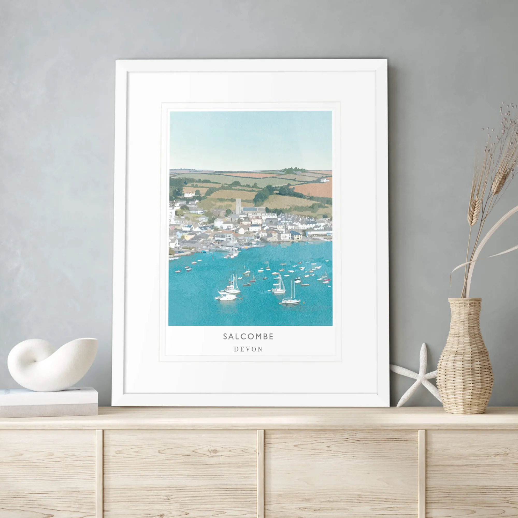 Devon|Travel*Whistlefish Salcombe Framed Print