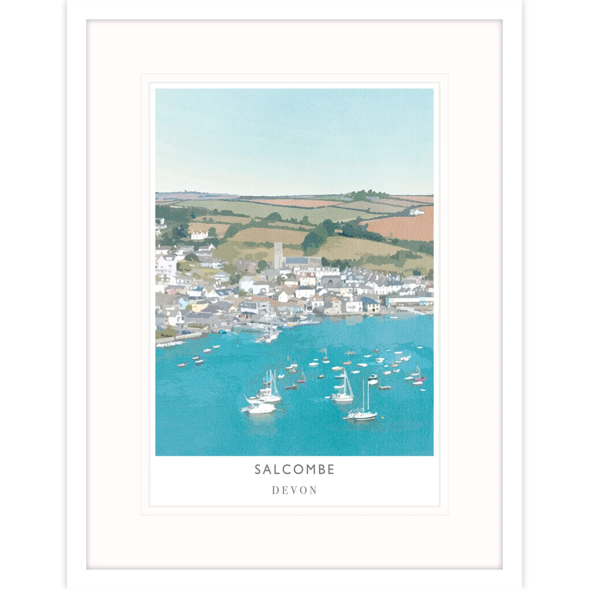 Devon|Travel*Whistlefish Salcombe Large Framed Print