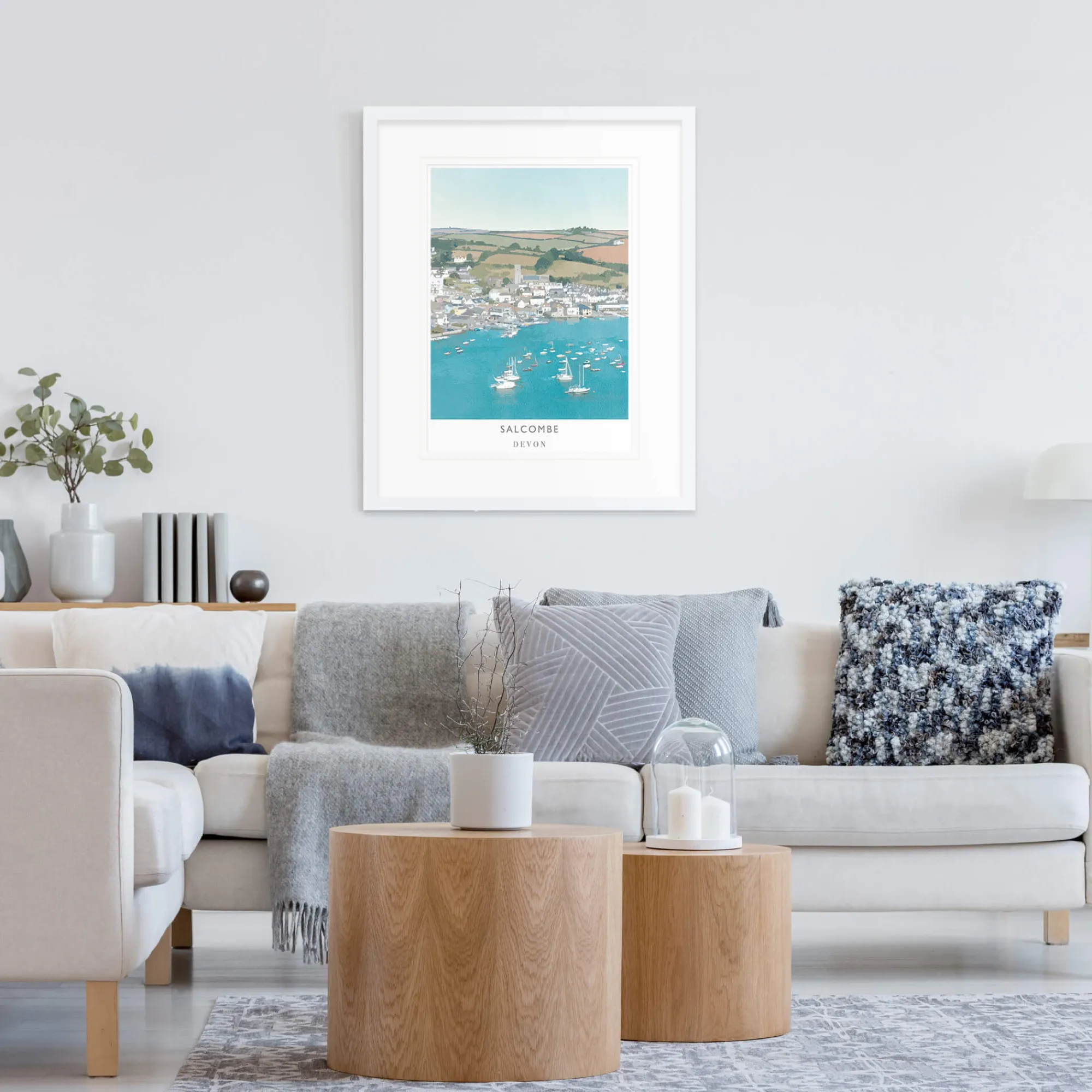 Devon|Travel*Whistlefish Salcombe Large Framed Print