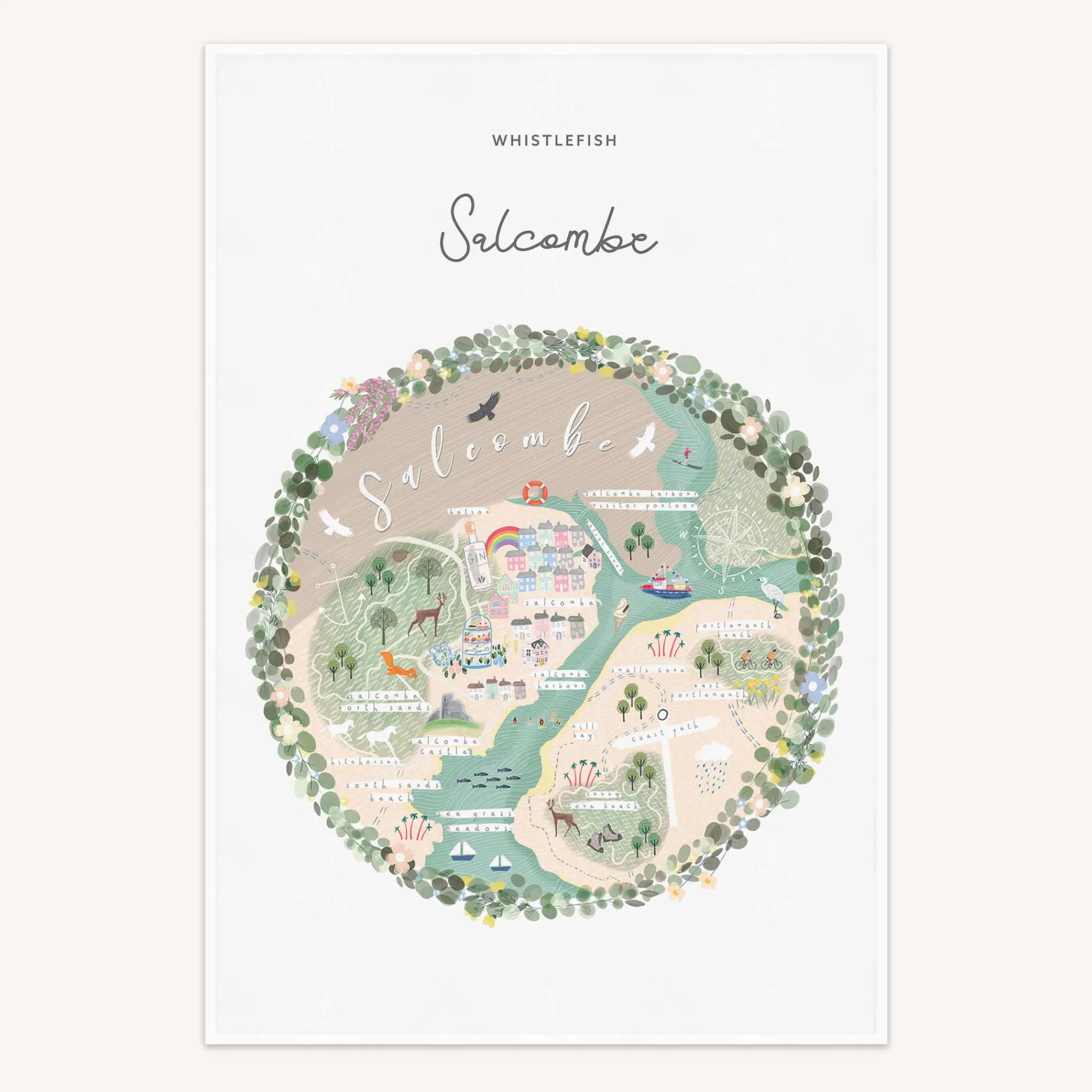 Under £20|Under £10*Whistlefish Salcombe Map Tea Towel