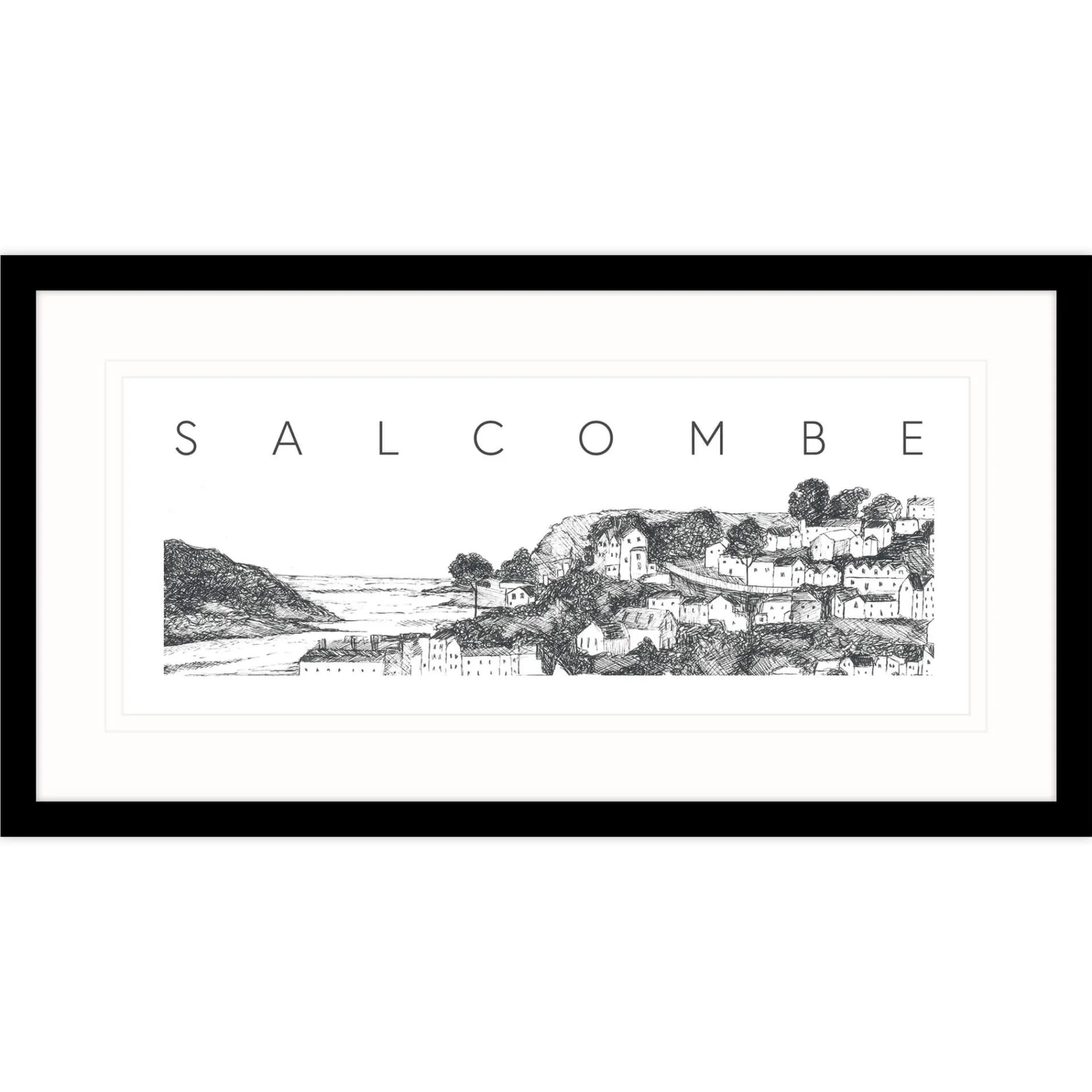 Salcombe|Devon*Whistlefish Salcombe Pencil Landscape Framed Print