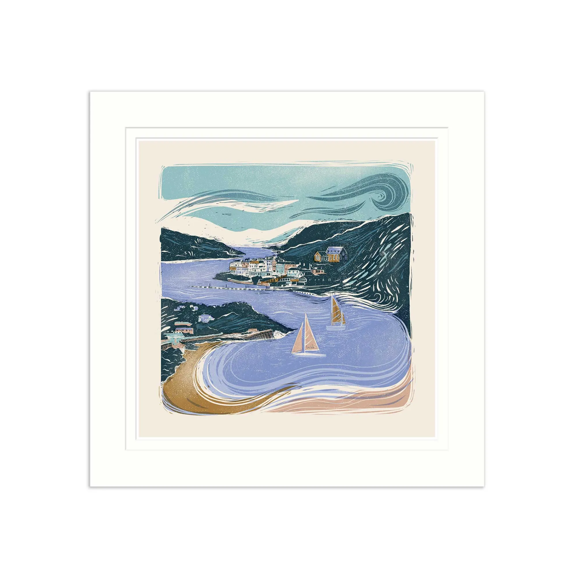 Salcombe|Travel*Whistlefish Salcombe Summer Mounted Print