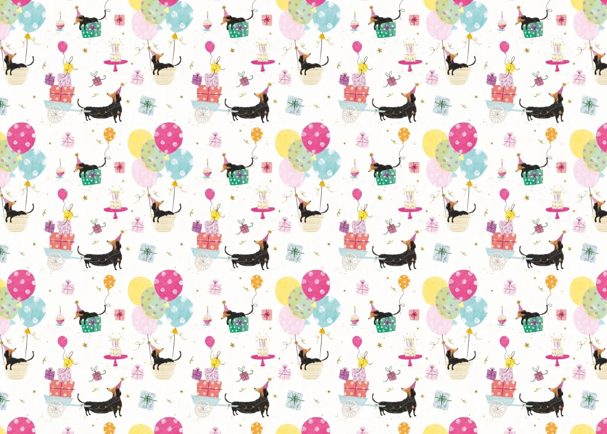 Gift Wrap|Birthday*Whistlefish Sausage Dog Party Wrapping Paper