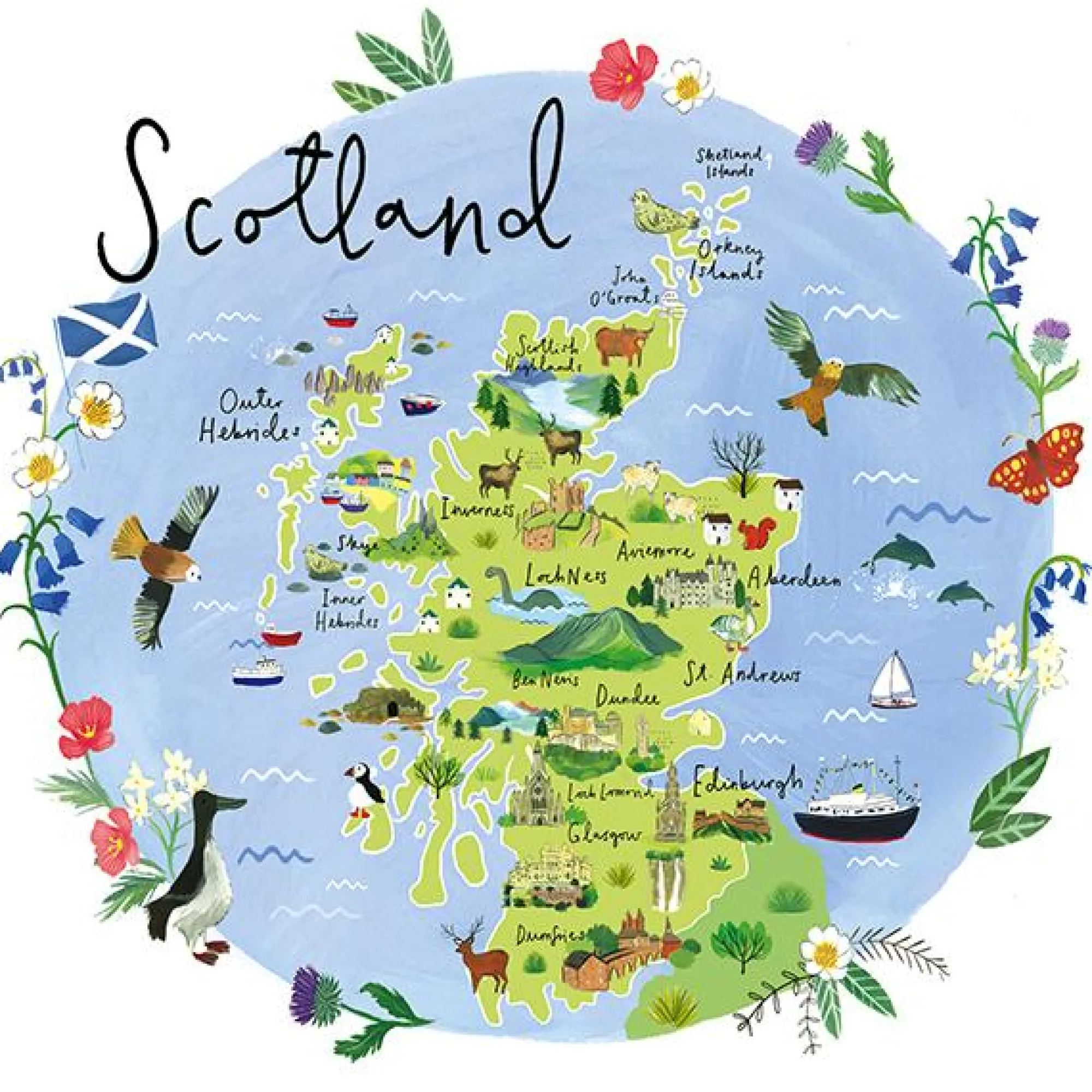 Unframed Prints*Whistlefish Scotland Map Art Print
