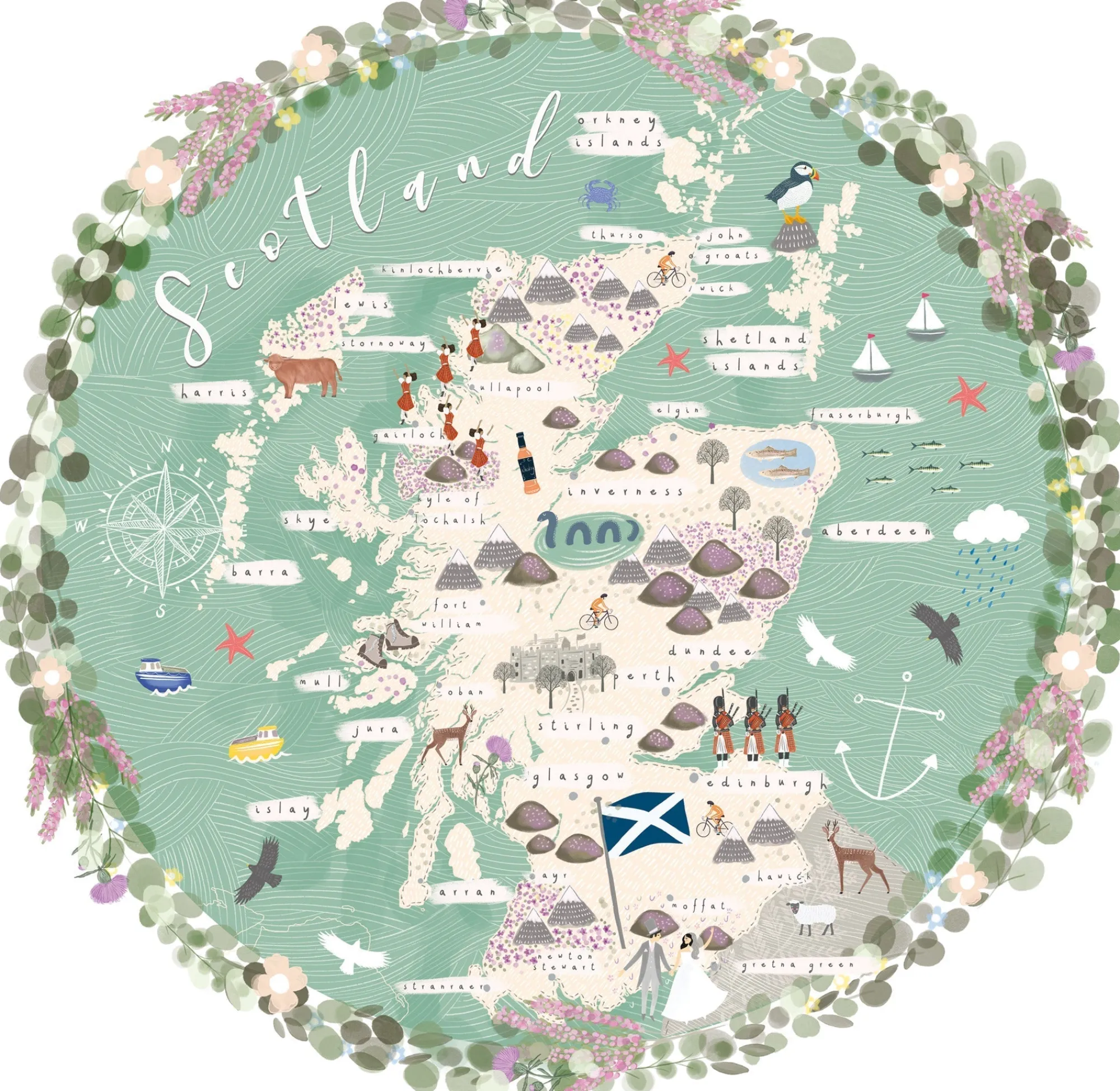 Unframed Prints*Whistlefish Scotland Map Art Print