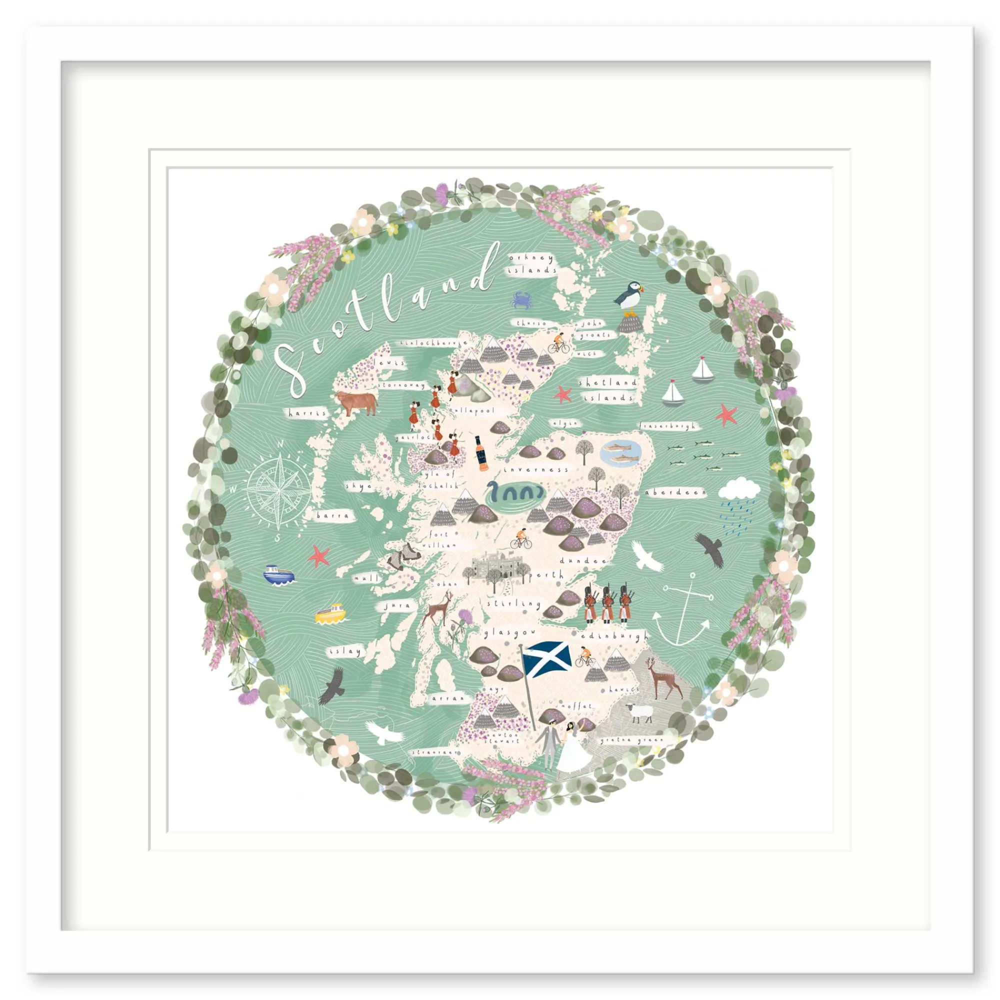 Framed Prints*Whistlefish Scotland Map Framed Print