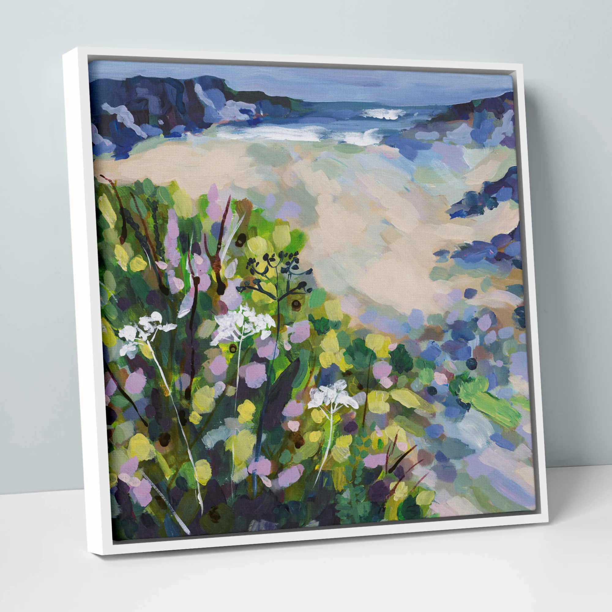 Coastal Scenes|Framed Canvas*Whistlefish Sea Pinks Framed Canvas