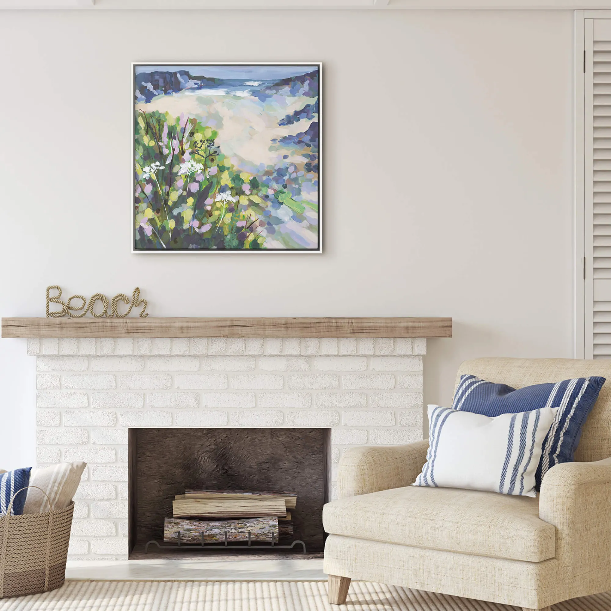 Coastal Scenes|Framed Canvas*Whistlefish Sea Pinks Framed Canvas