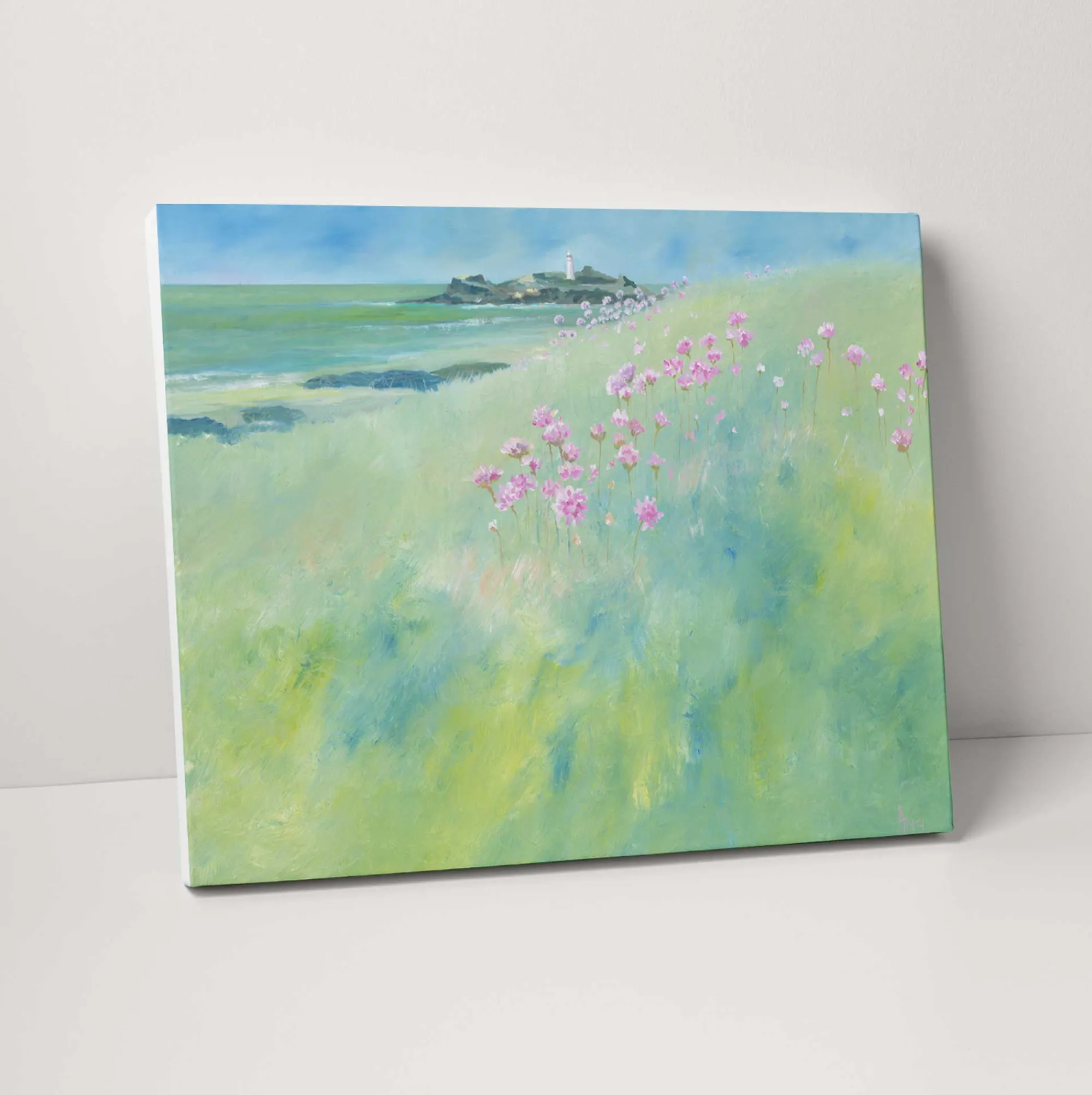 Floral & Flowers|Coastal Scenes*Whistlefish Sea Pinks Hill Canvas