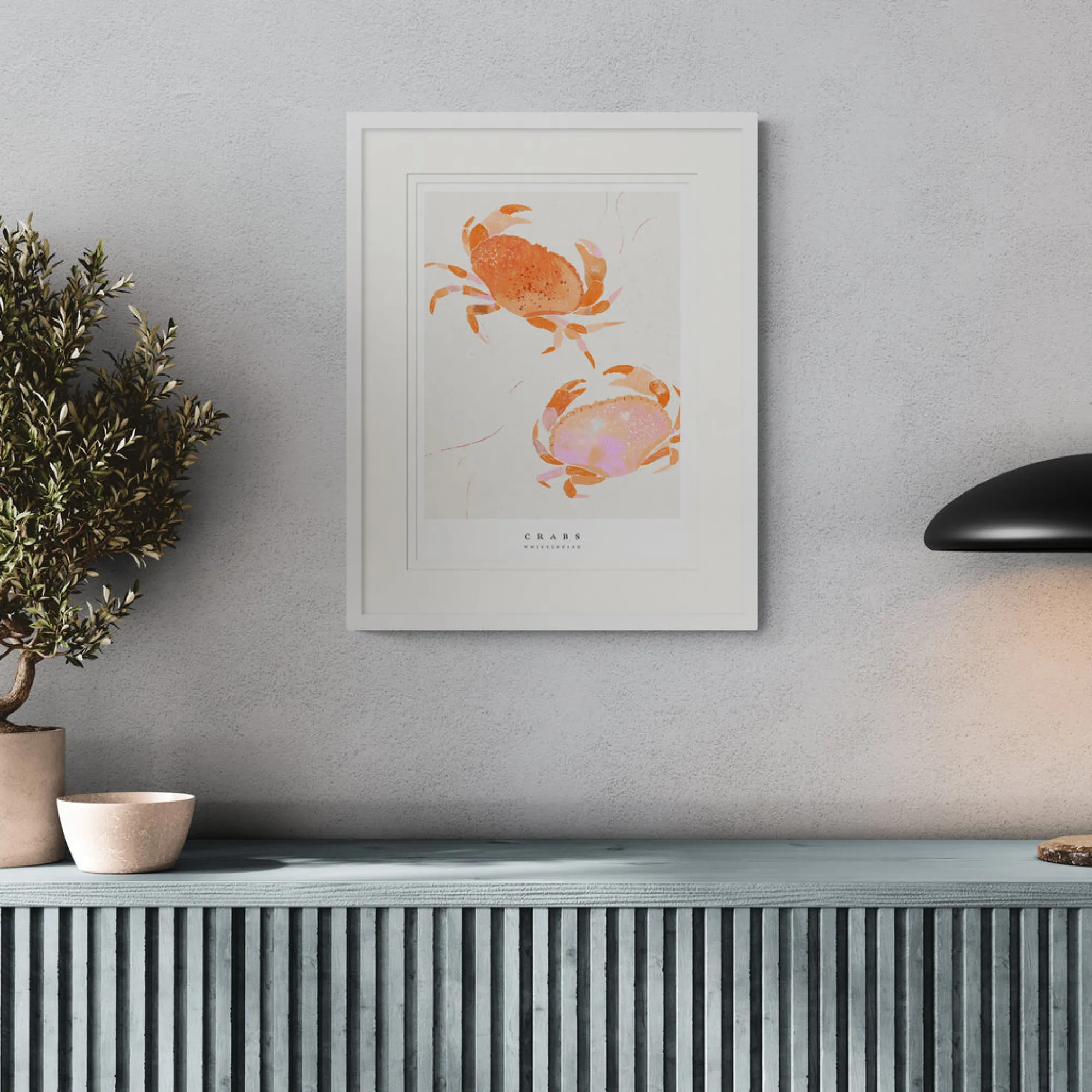 Seagrass|Coastal Scenes*Whistlefish Seagrass Crabs Large Framed Print