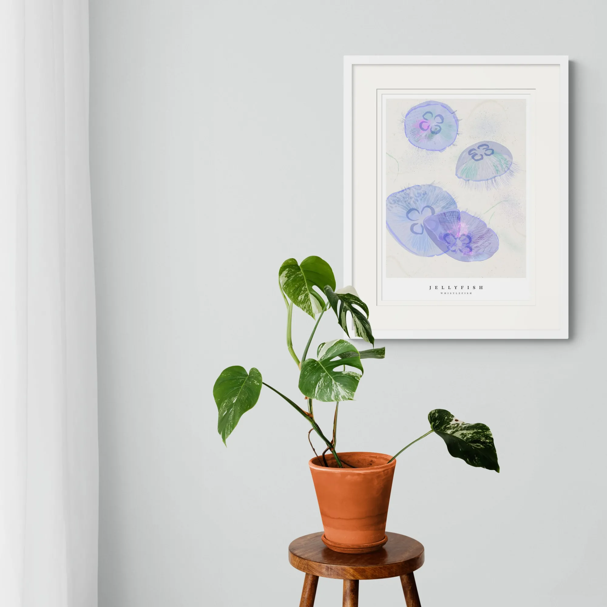 Seagrass|Coastal Scenes*Whistlefish Seagrass Jellyfish Large Framed Print