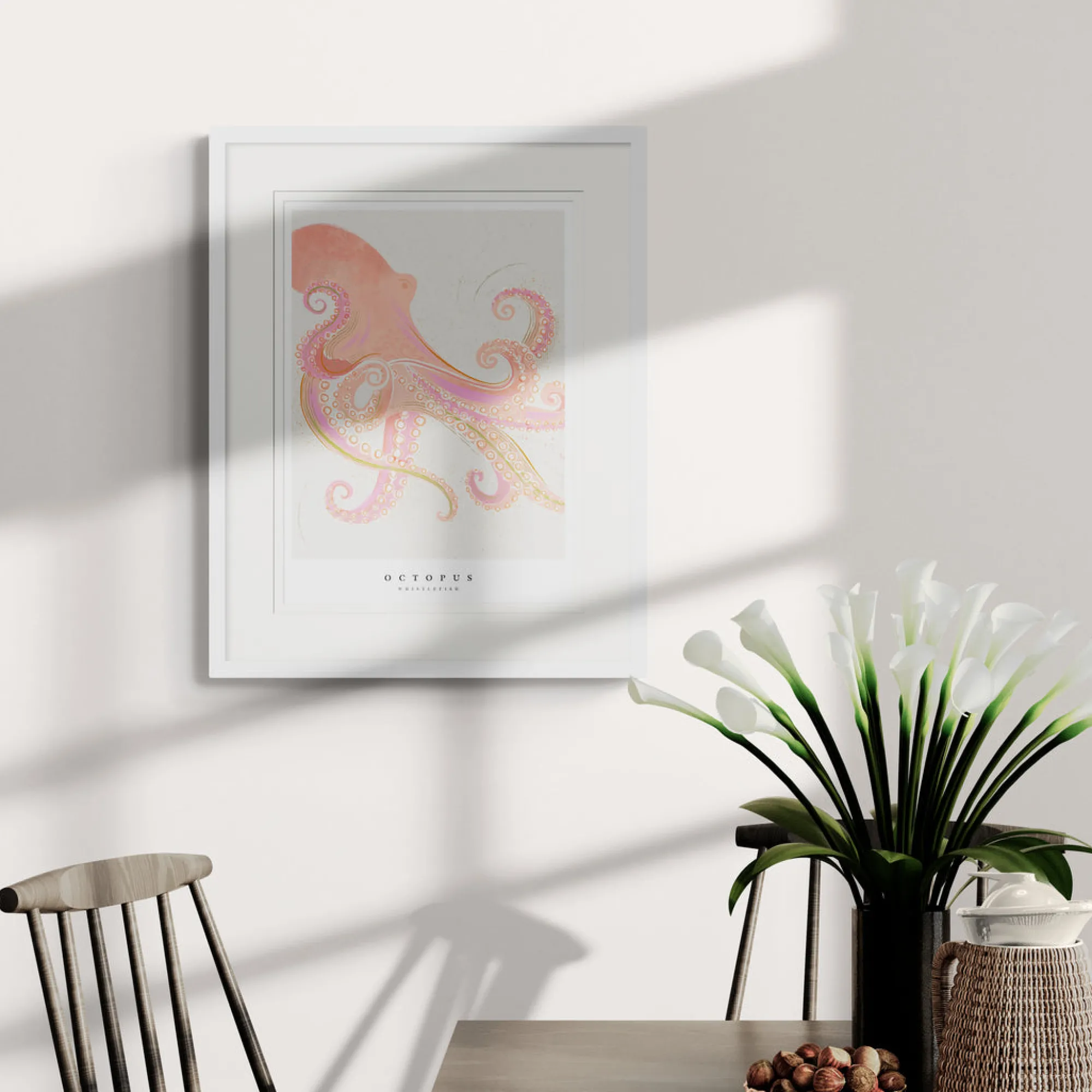 Seagrass|Coastal Scenes*Whistlefish Seagrass Octopus Large Framed Print