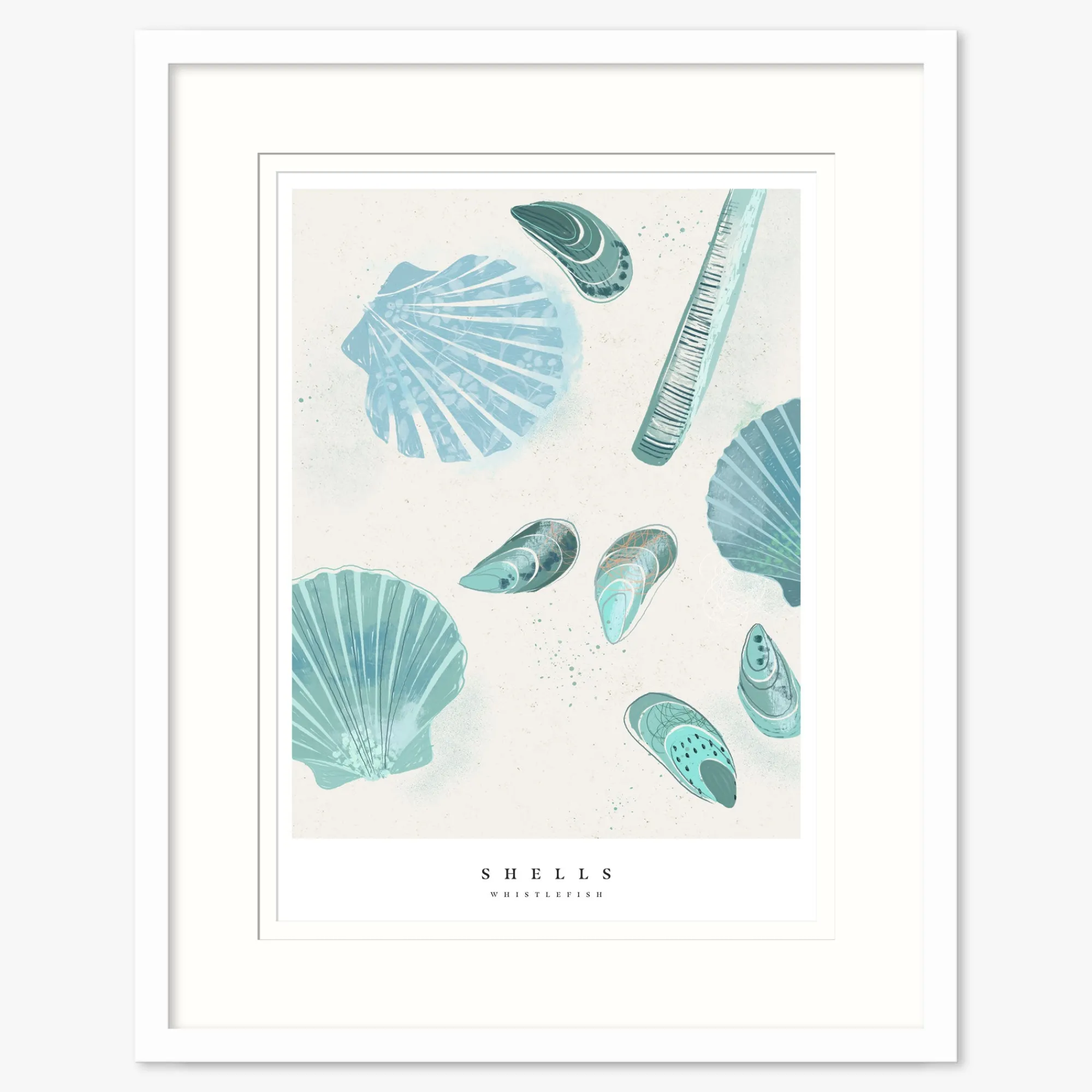 Seagrass|Coastal Scenes*Whistlefish Seagrass Shells Small Framed Print