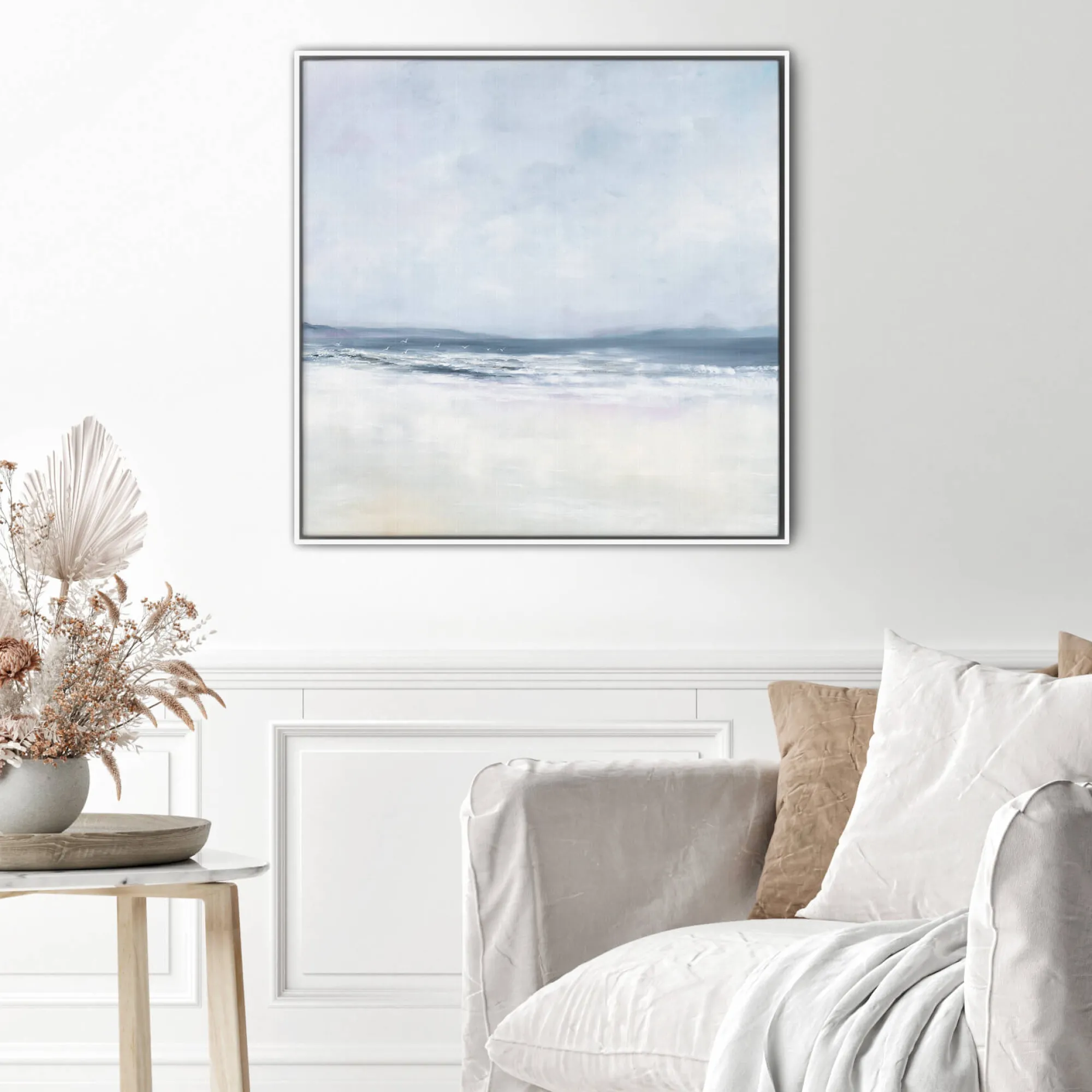 Coastal Scenes|Framed Canvas*Whistlefish Shoreline Veil Large Framed Canvas