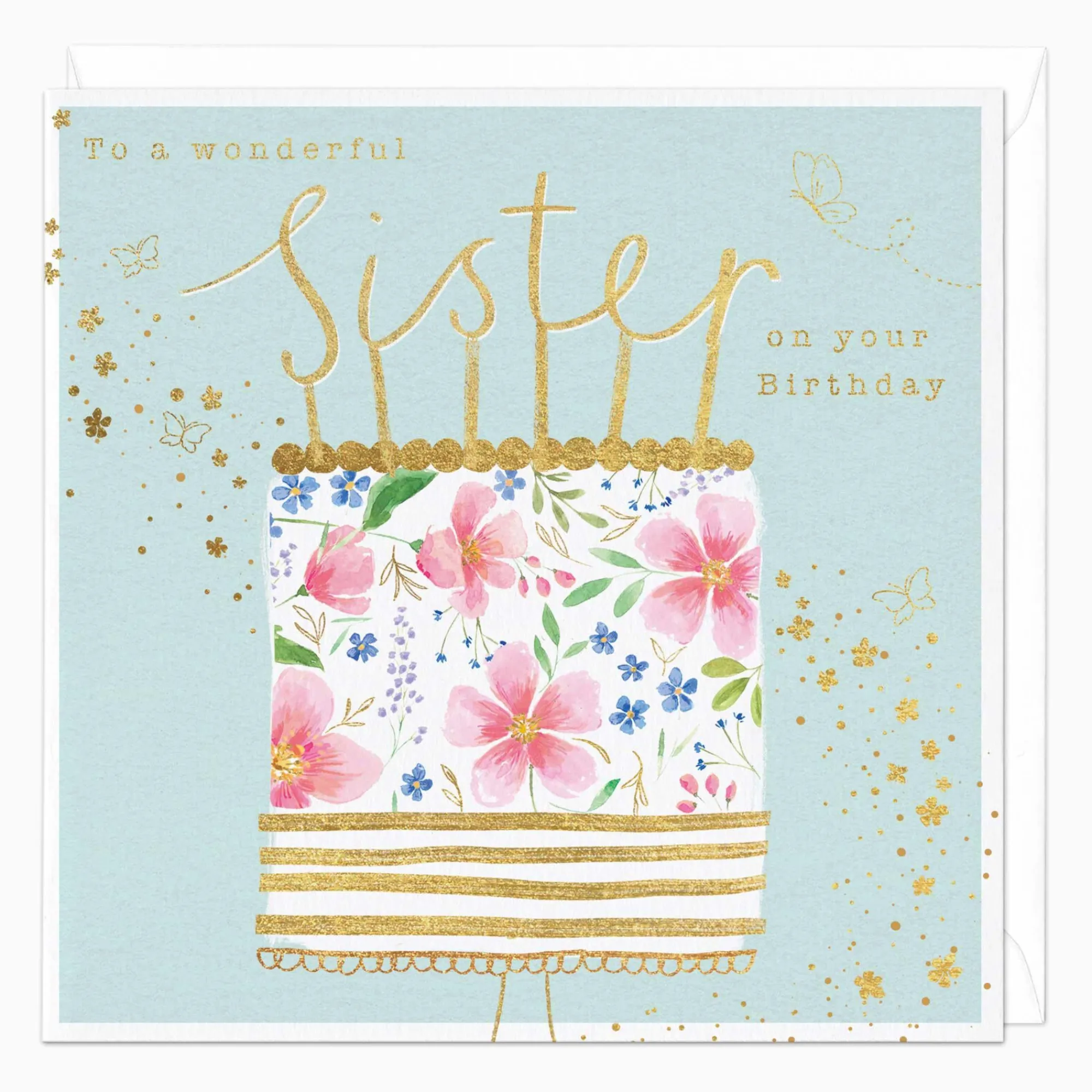 Birthday|For Relatives*Whistlefish Sister Floral Birthday Cake Card