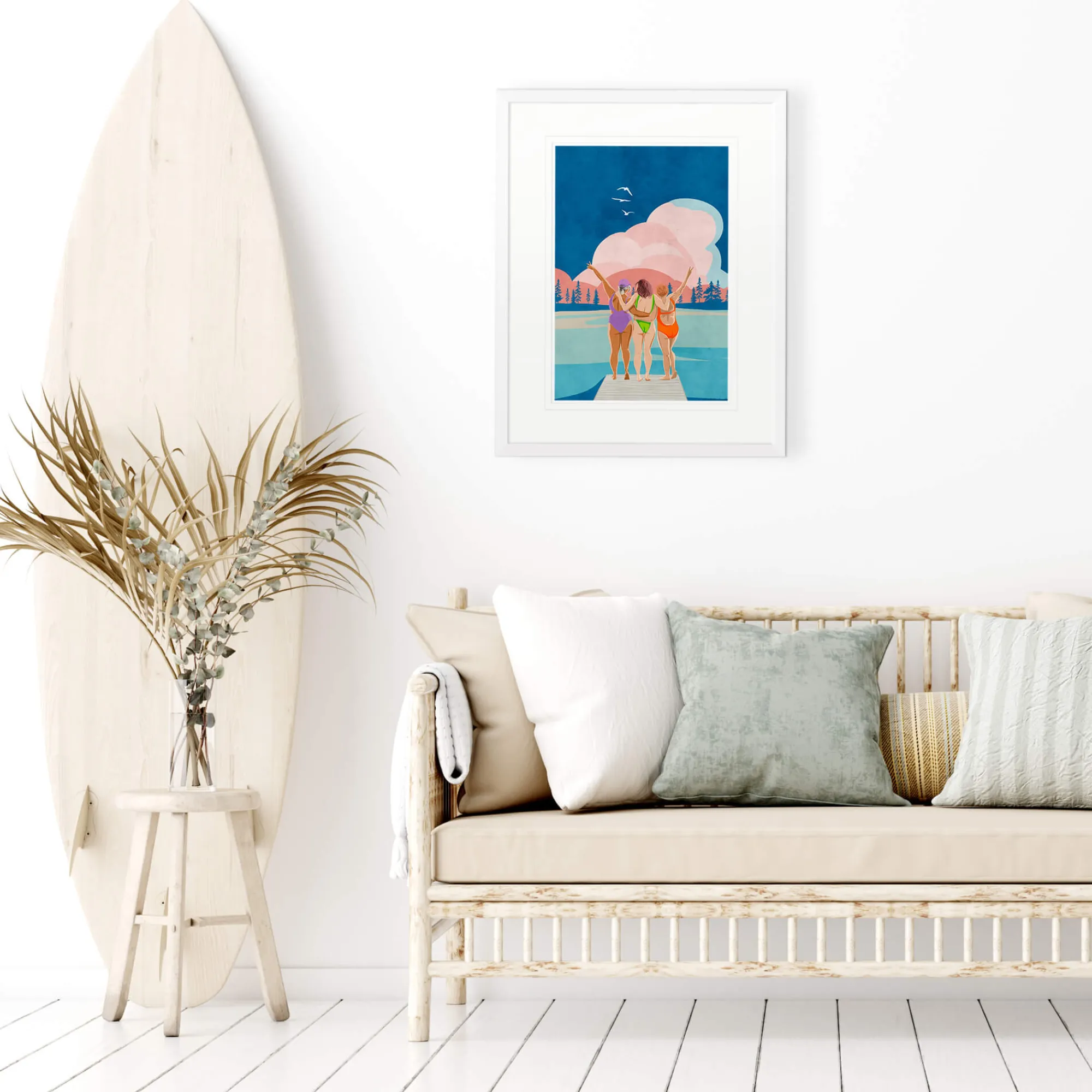 Unframed Prints*Whistlefish Sisters By The Sea Medium Art Print