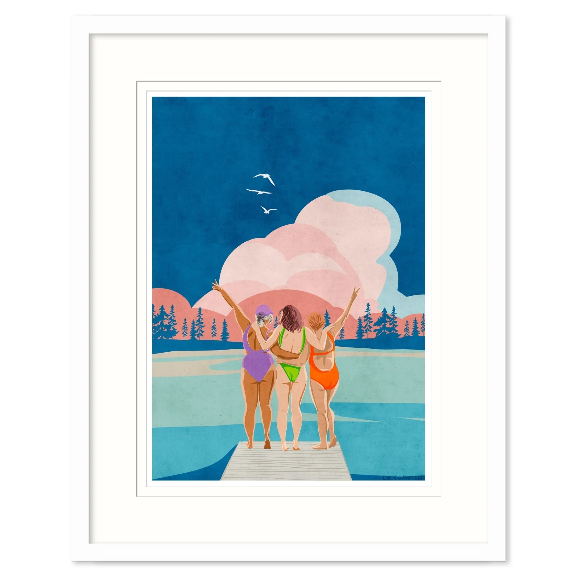 Coastal Scenes|Framed Prints*Whistlefish Sisters By The Sea Medium Framed Print