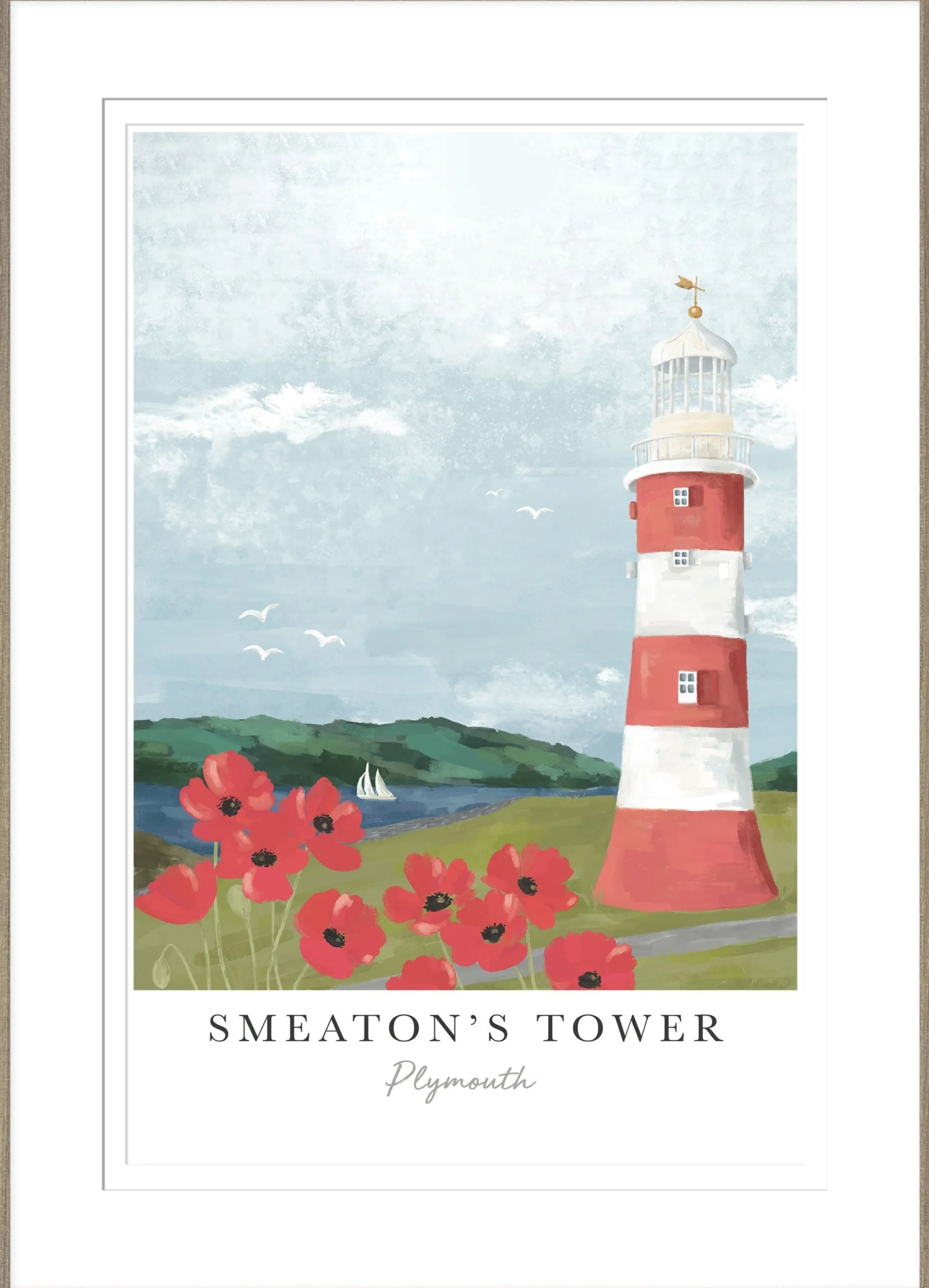 Floral & Flowers|Coastal Scenes*Whistlefish Smeatons Tower Large Framed Print