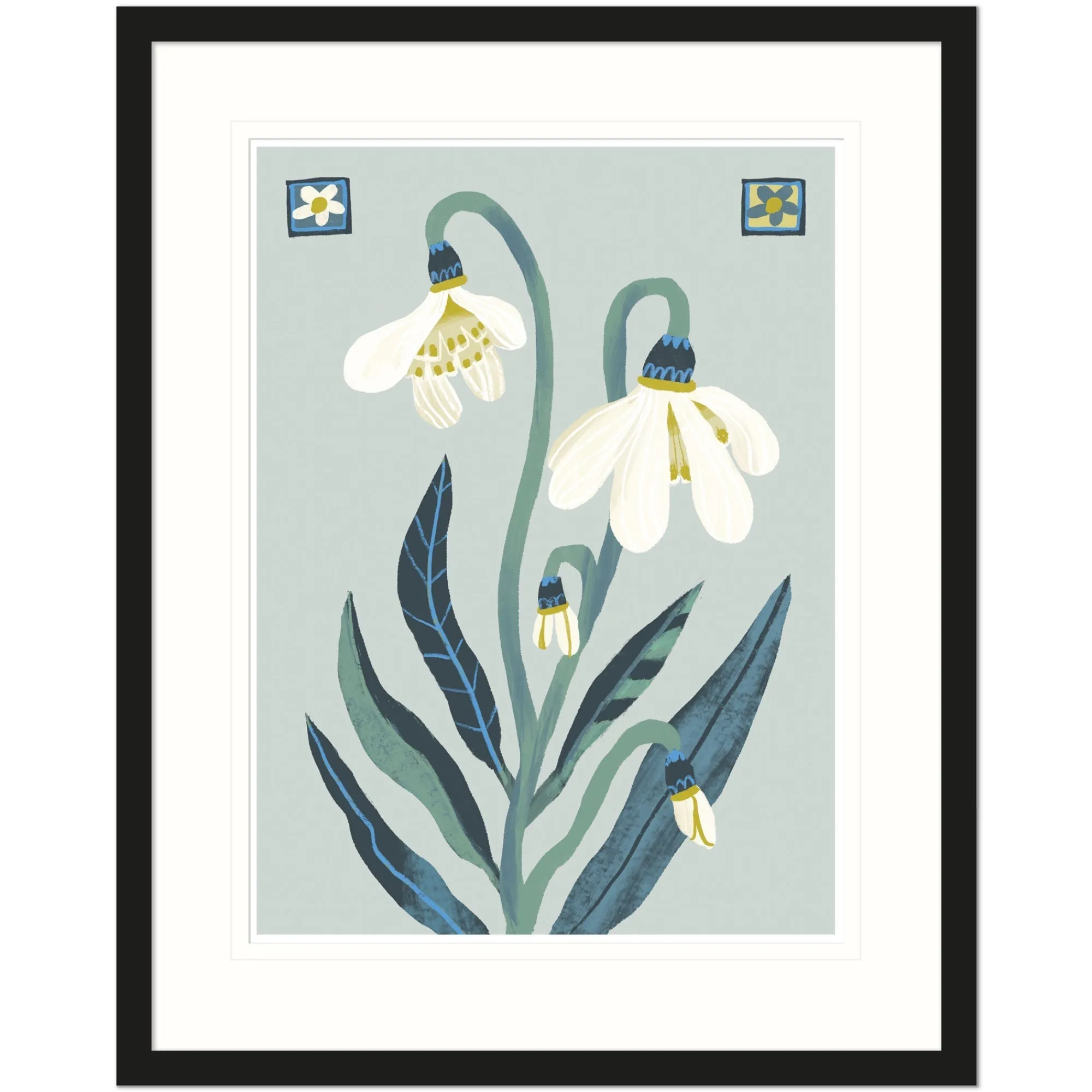 Floral & Flowers|Framed Prints*Whistlefish Snowdrop Botanical Medium Framed Print
