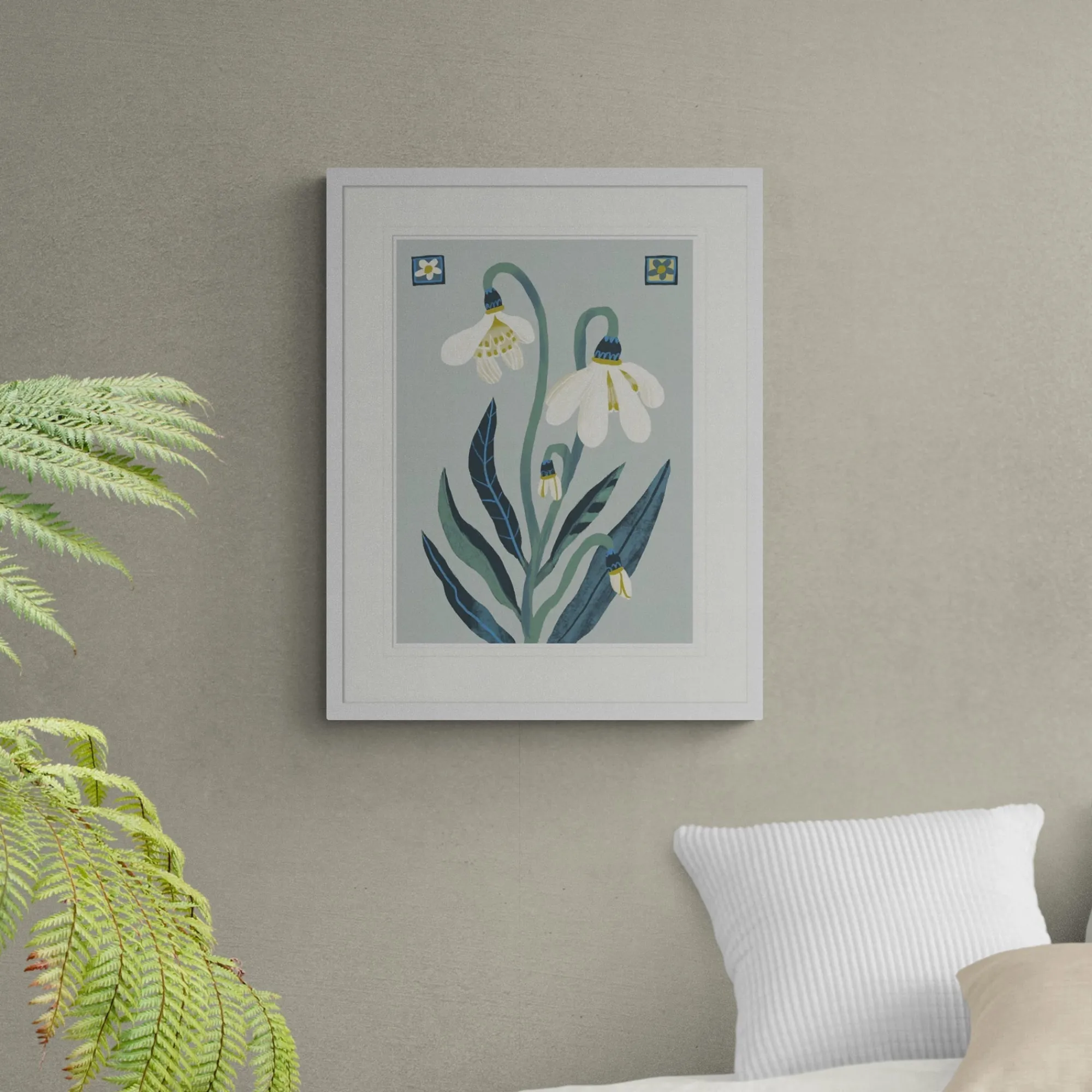 Floral & Flowers|Framed Prints*Whistlefish Snowdrop Botanical Medium Framed Print