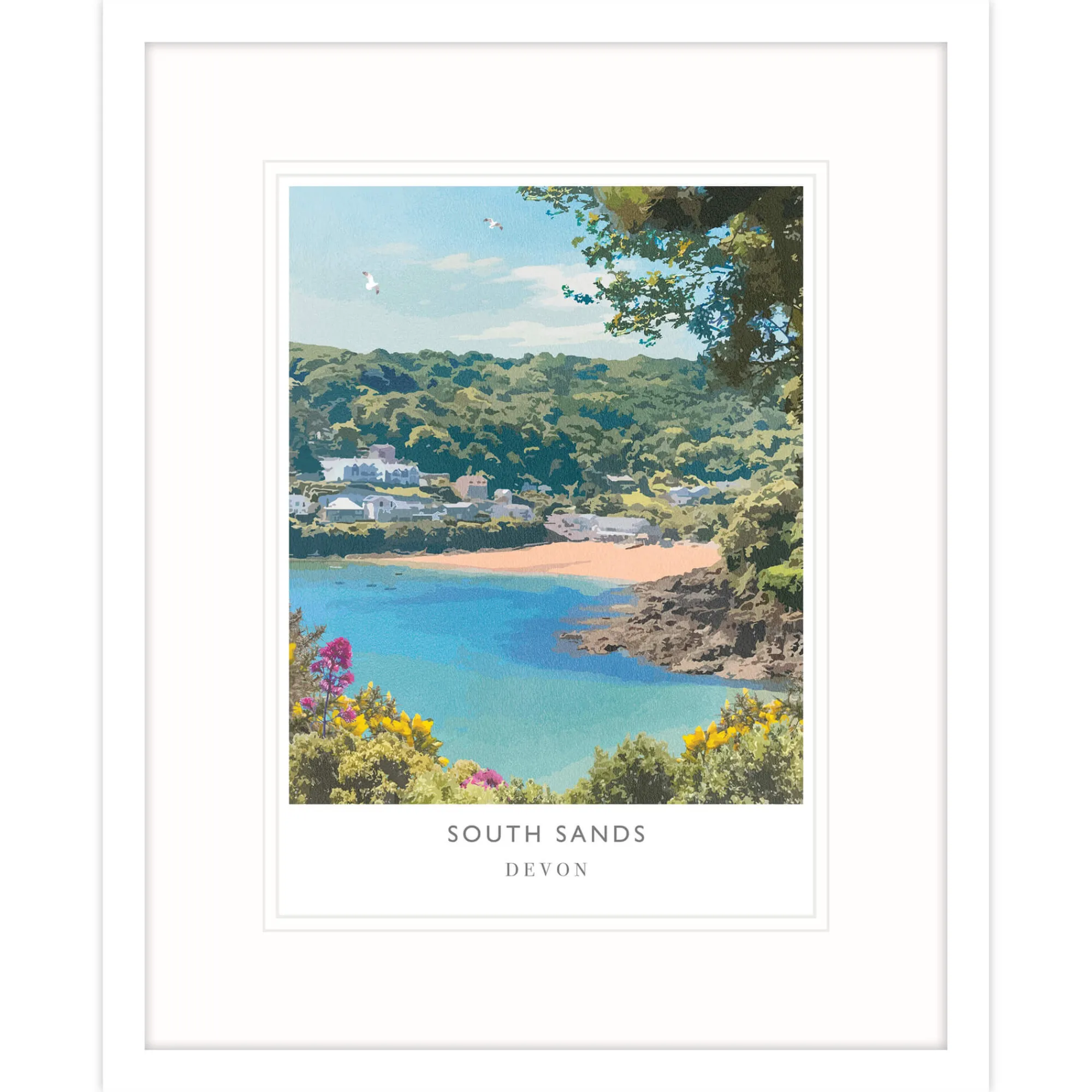 Devon|Travel*Whistlefish South Sands Framed Travel Print