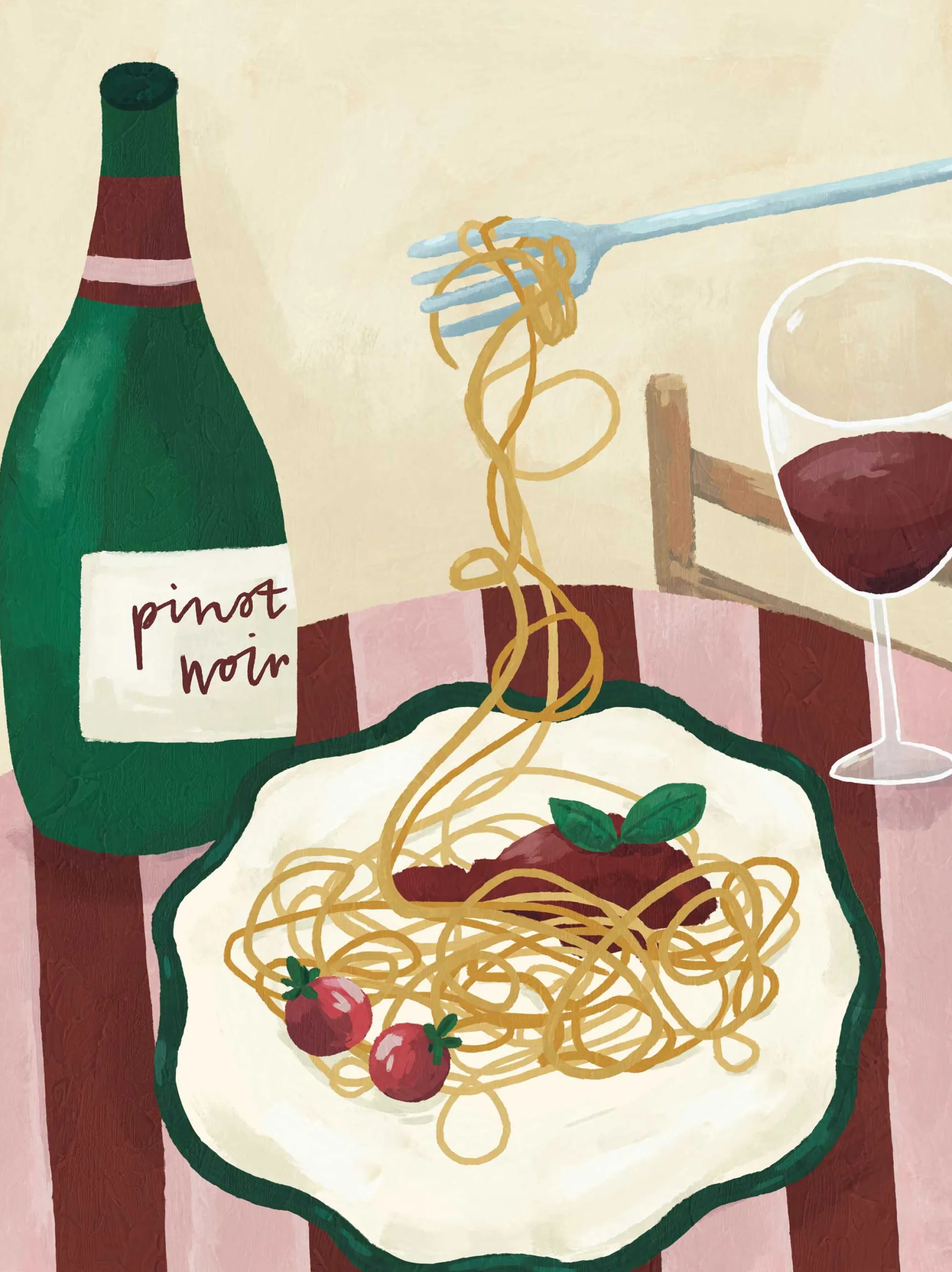 Unframed Prints*Whistlefish Spaghetti & Vino Art Print