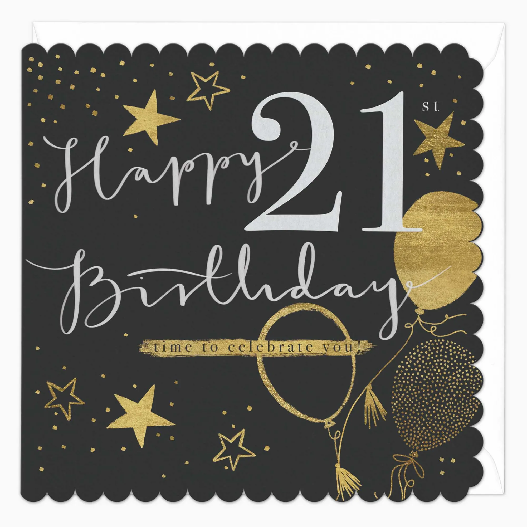 Birthday|By Age*Whistlefish Sparkling 21st Birthday Scalloped Card