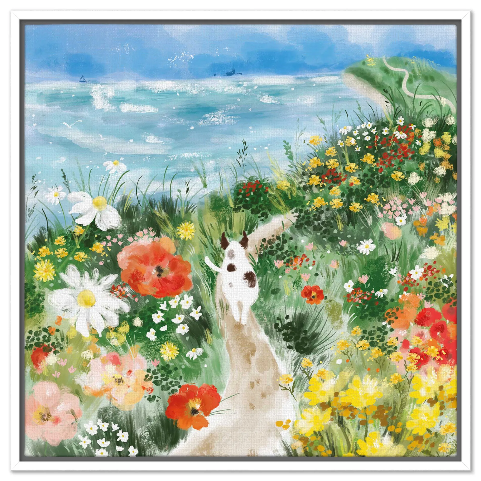 Floral & Flowers|Coastal Scenes*Whistlefish Spot Among the Wildflowers Framed Canvas
