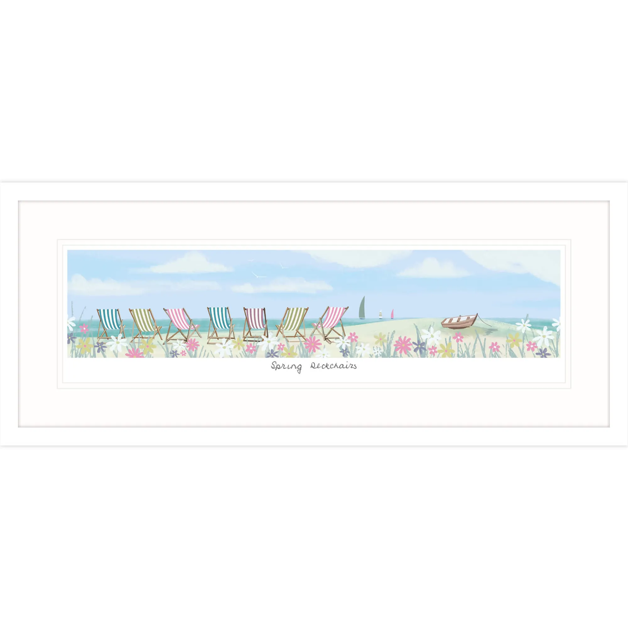 Coastal Scenes|Framed Prints*Whistlefish Spring Deckchairs Framed Print