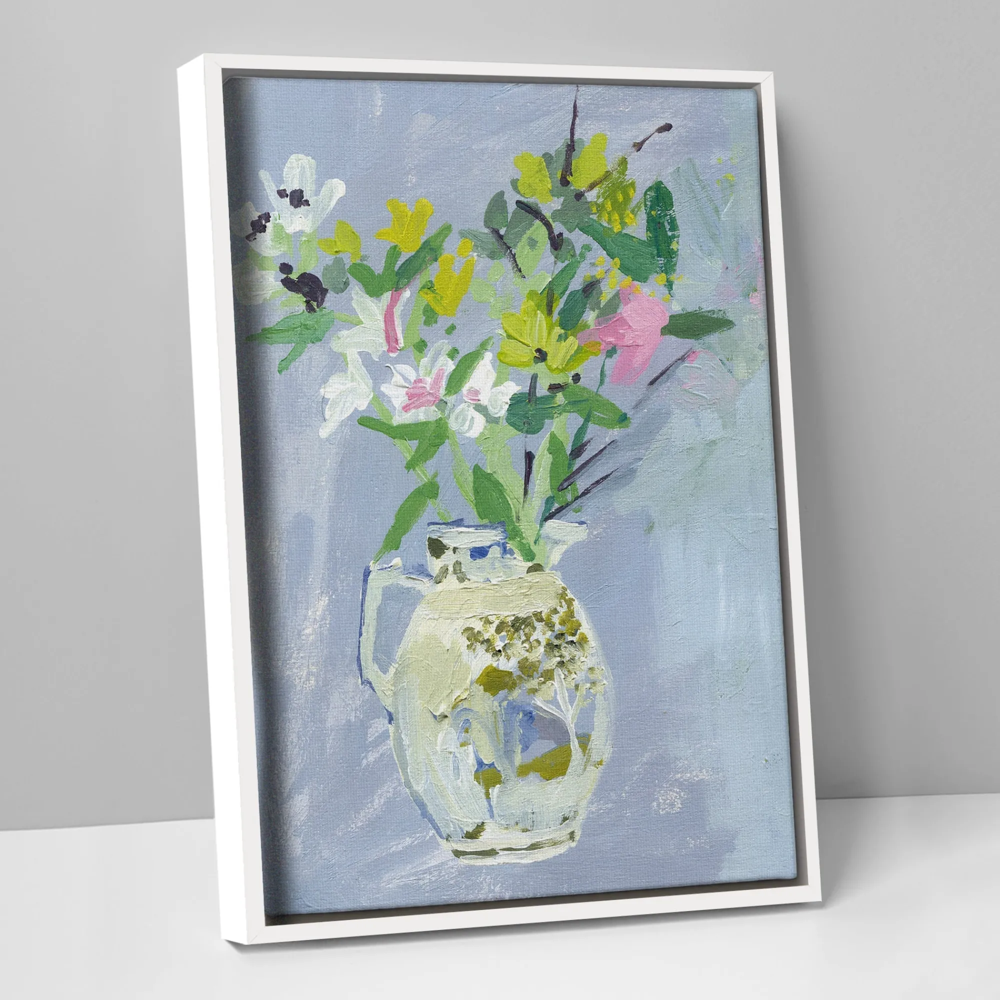Floral & Flowers|Framed Canvas*Whistlefish Spring Jug Framed Canvas