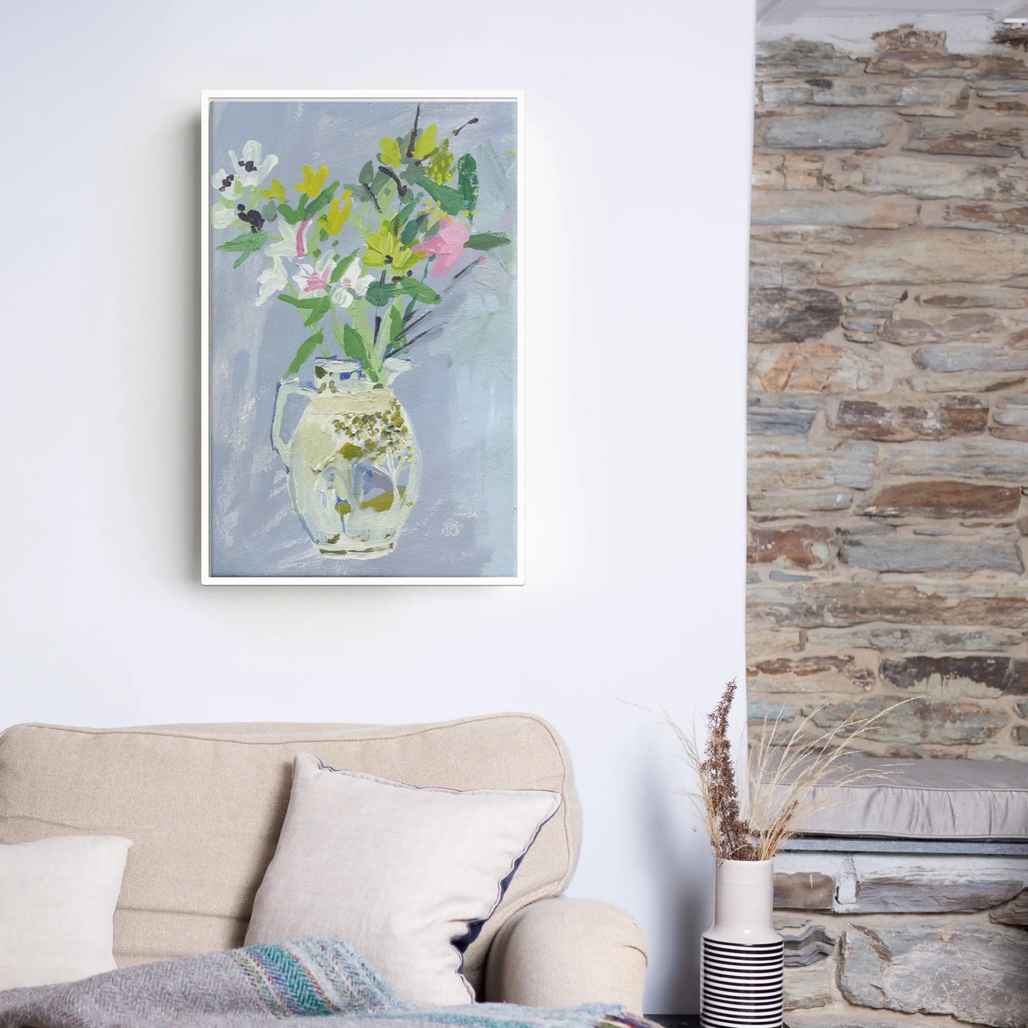 Floral & Flowers|Framed Canvas*Whistlefish Spring Jug Framed Canvas