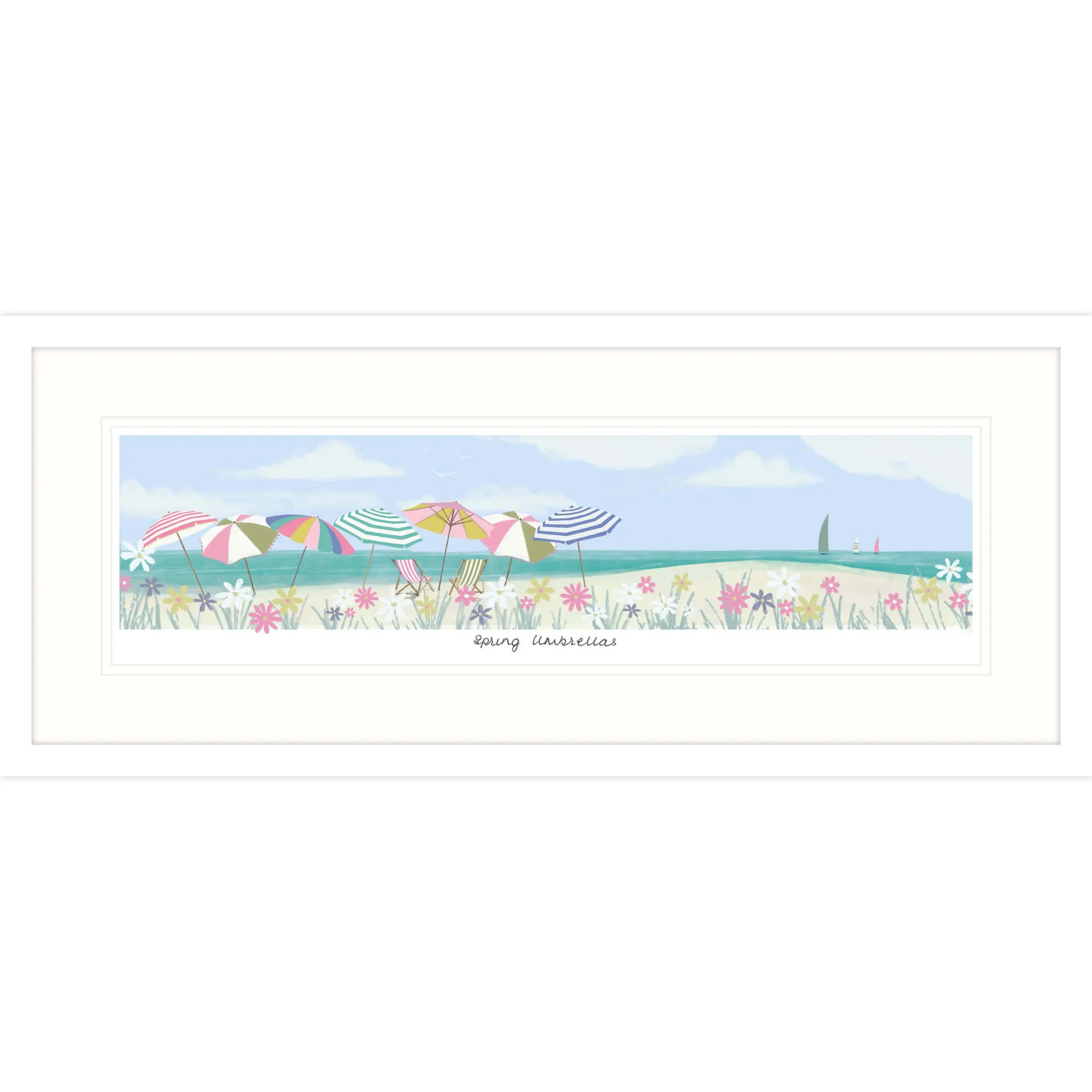 Coastal Scenes|Framed Prints*Whistlefish Spring Umbrellas Framed Print