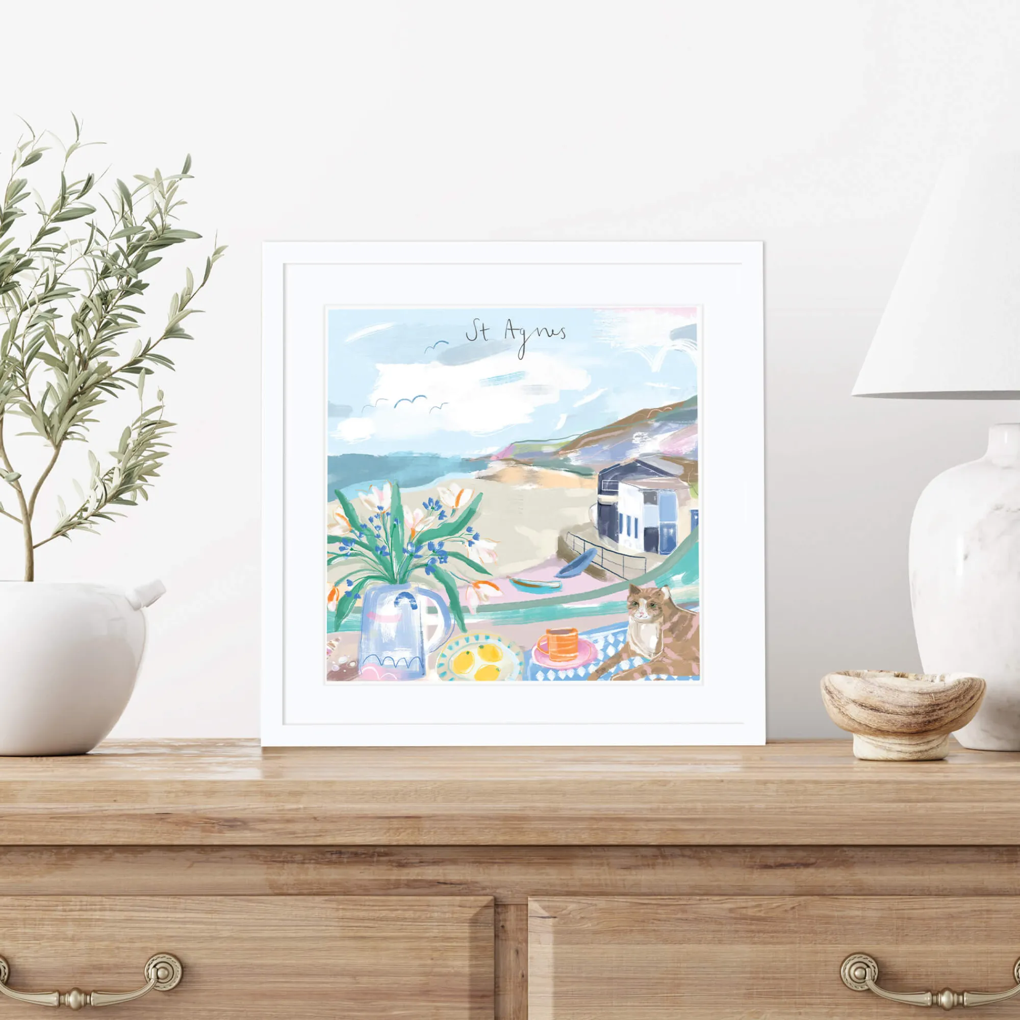 Cornwall|Coastal Scenes*Whistlefish St Agnes Window View Small Framed Print