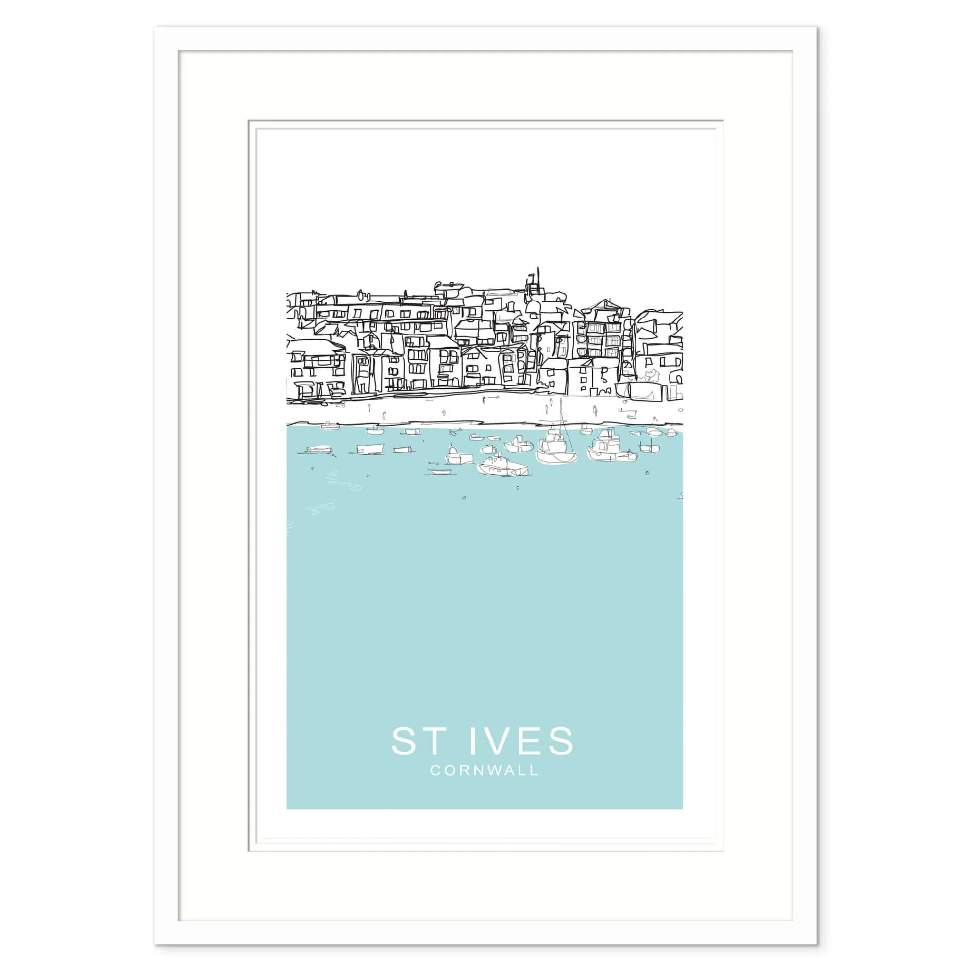 St Ives|Cornwall*Whistlefish St Ives Blue Small Framed Print